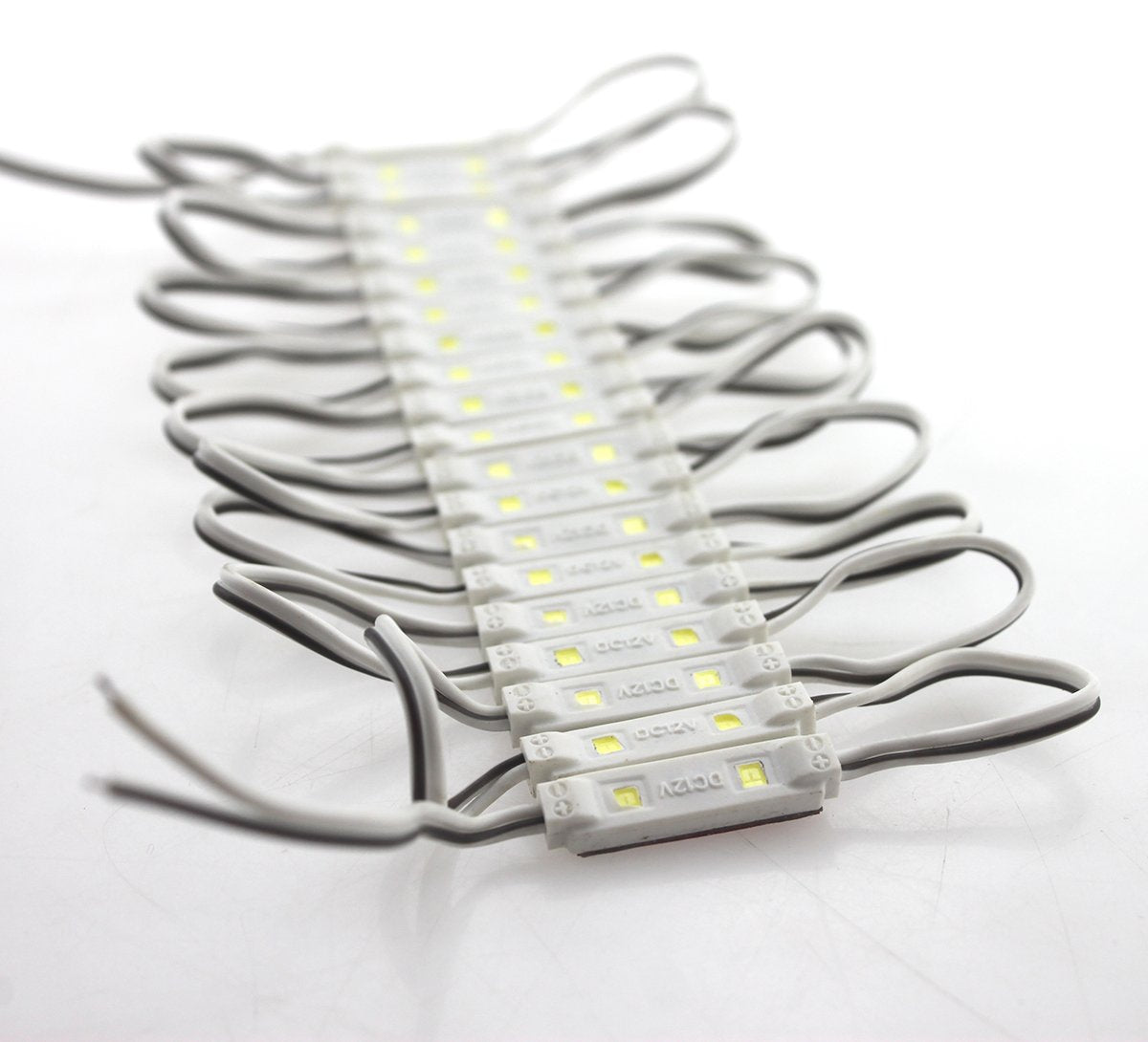 Rextin Super Bright 200Pcs Mini 2835 2 Led Module Dc12V Waterproof Decorative Light For Letter Sign Advertising Signs With Tape Adhesive Backside (White)