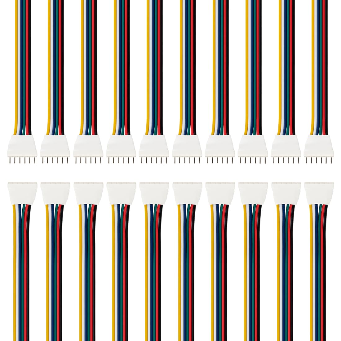 BTF-LIGHTING 10 Pairs 15cm 6PIN JST SM Male/Female 24AWG Wire Cable Connector Plug for Flexible 5050 RGBWW RGBCCT SMD FCOB LED S