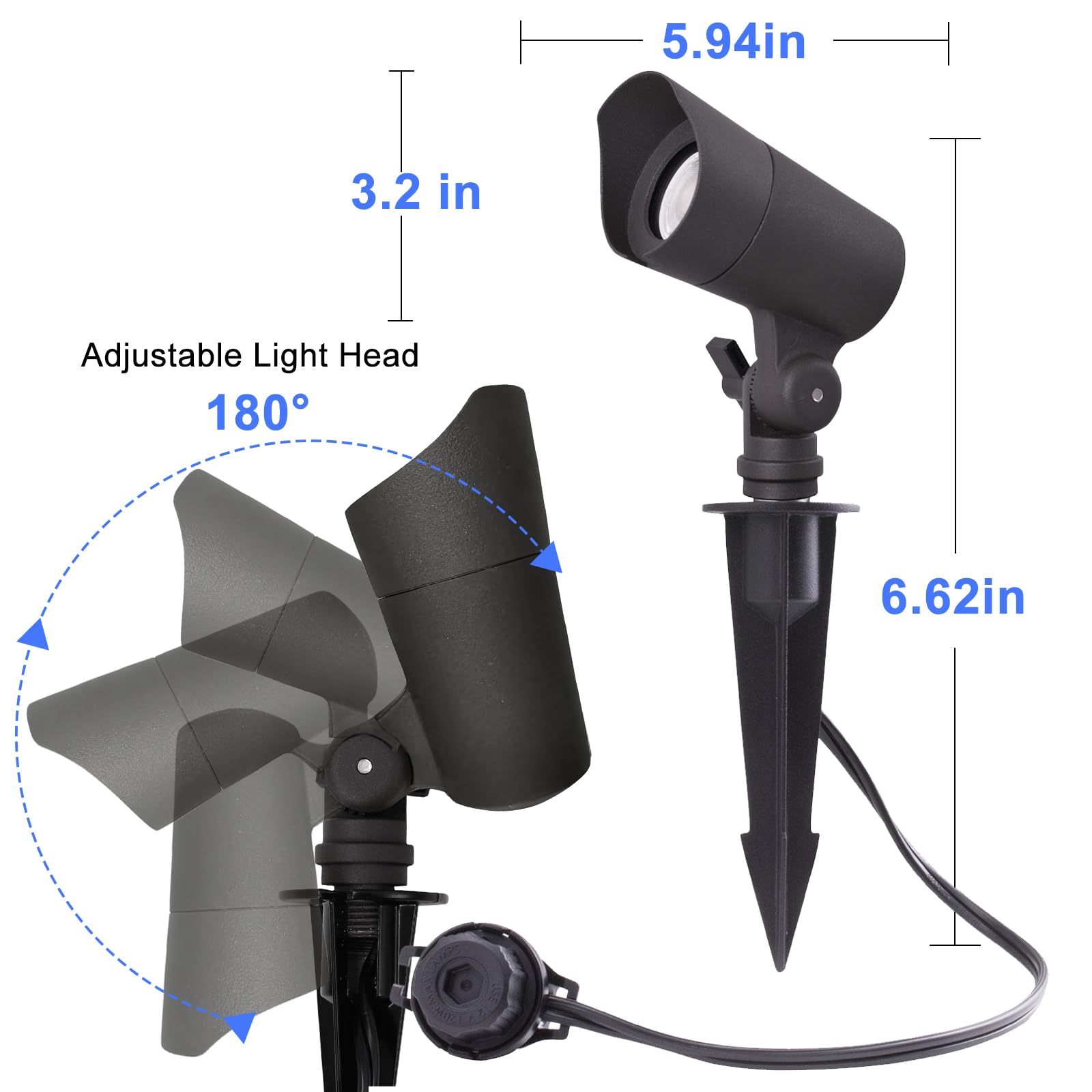 E ENERGETIC LIGHTING LED Landscape Lights, 12V Low Voltage, Warm White 3000K, Aluminum, 6 Pack, Model ZDL1133, Outdoor Waterproof