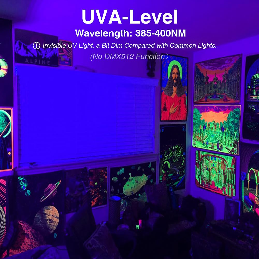 Onforu 6 Pack 30W Led Black Lights, Blacklight Flood Light With Plug, Ip66 Waterproof, For Halloween Party, Glow In The Dark, St