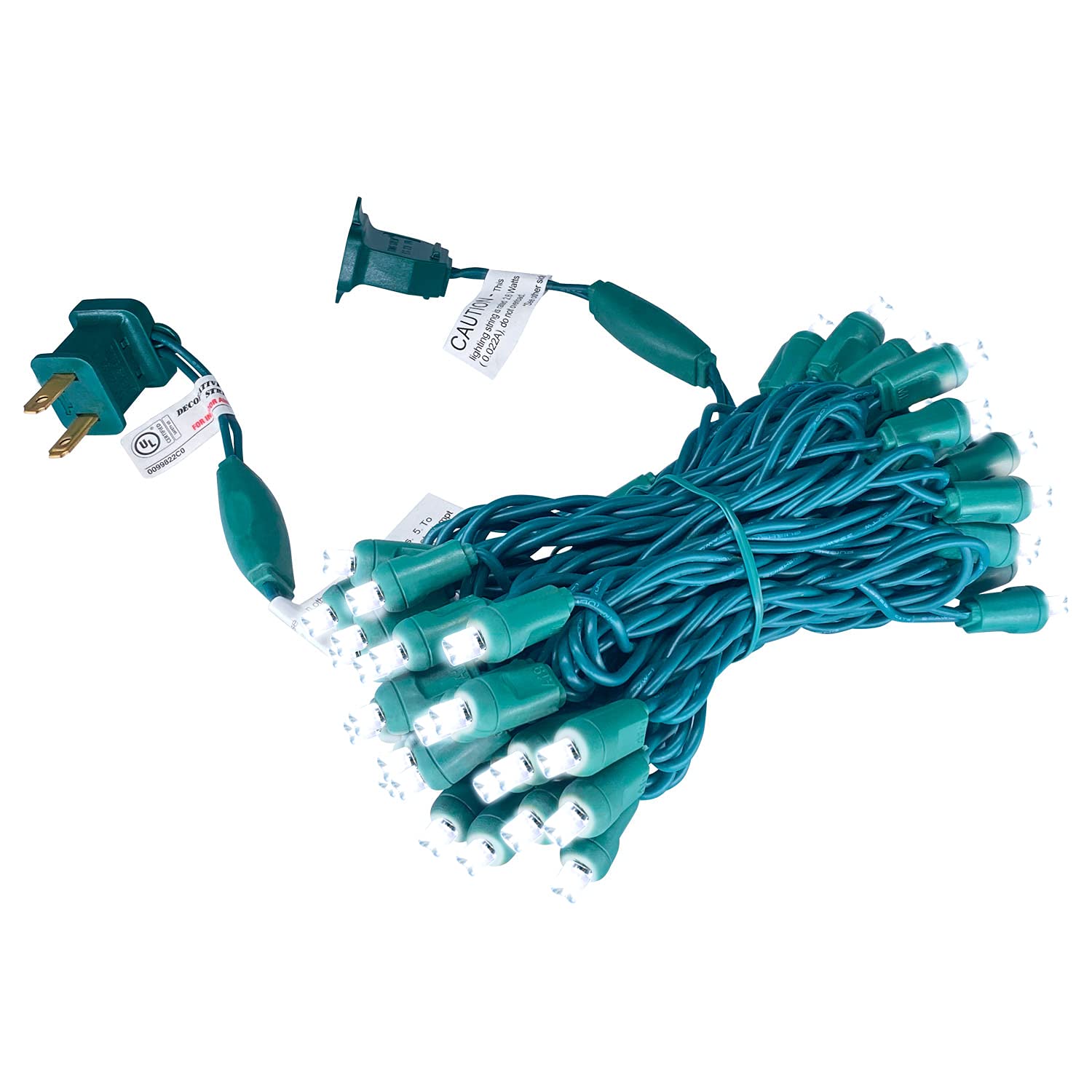 Everfit Lighting LED Christmas Lights, 50 Count, 5MM Wide Angle, 17 Feet Green Wire, Cold White, Model I3-50-1