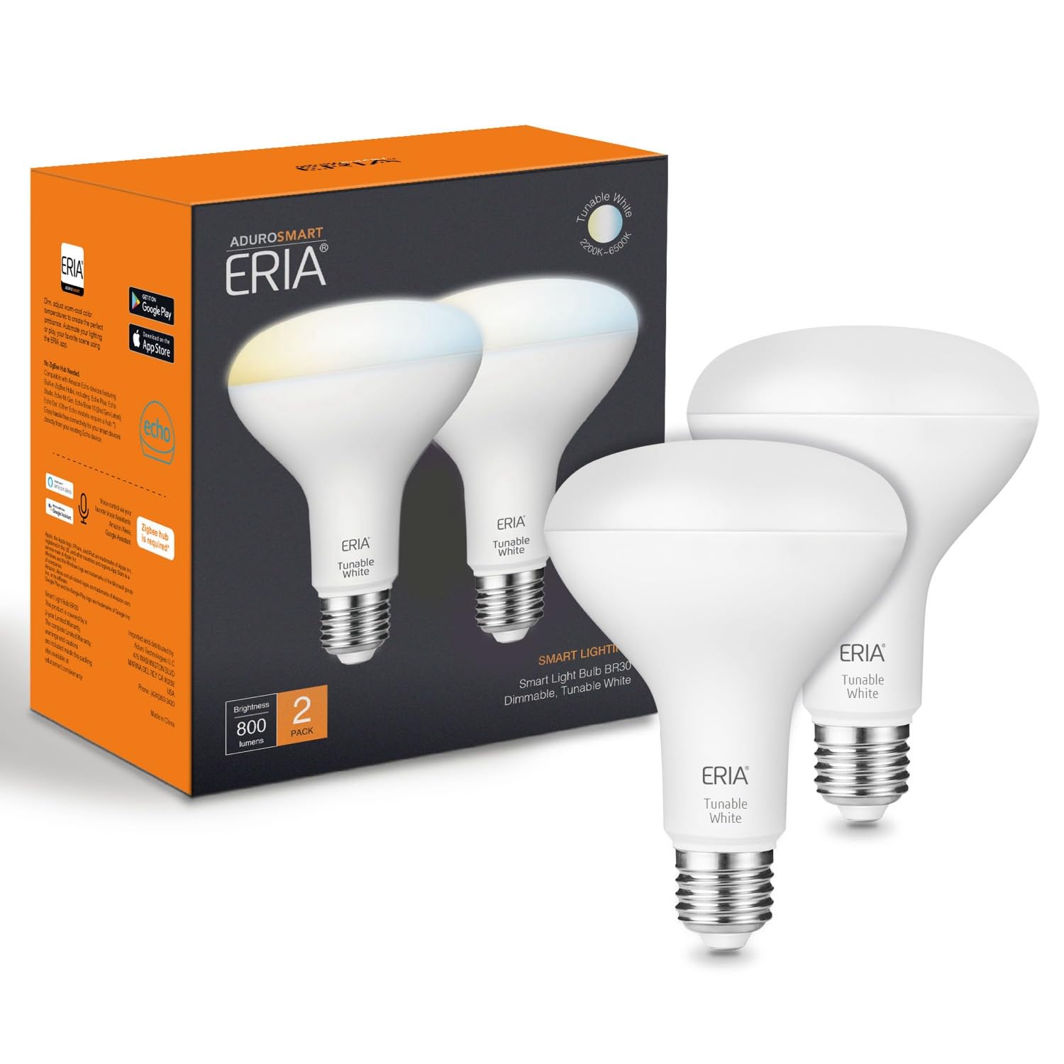 Eria Smart Light Bulbs, Br30 Zigbee Tunable White 800Lm 65W Equivalent, Works, Hue*, Smartthings, Ha, Amazon Echo (4Th Gen), Ale