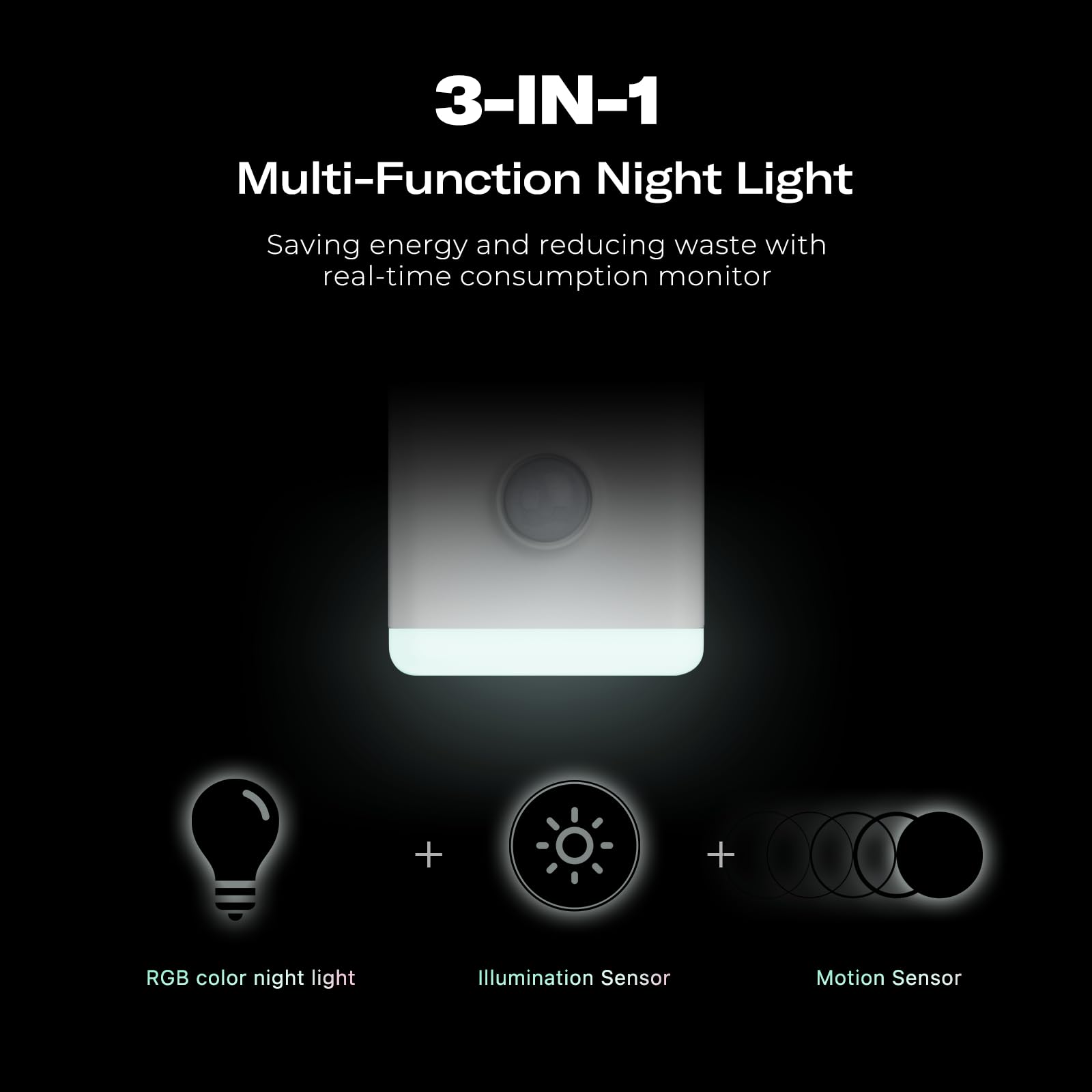 THIRDREALITY Multi-Function Night Light - Zigbee Repeater, Motion & Illumination Sensor, RGB Color, Adjustable Brightness, White, Model 3RSNL02043Z