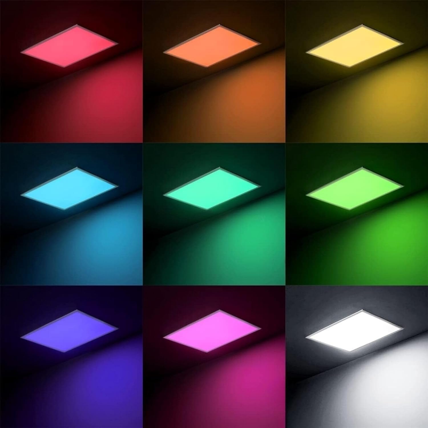 LED ENERGY PLUS 2x2 FT RGBW Flat Panel Light - 5000K Smart Wi-Fi Ceiling Light, 40W, 4400lm, Remote & App Controlled, 4 Pack