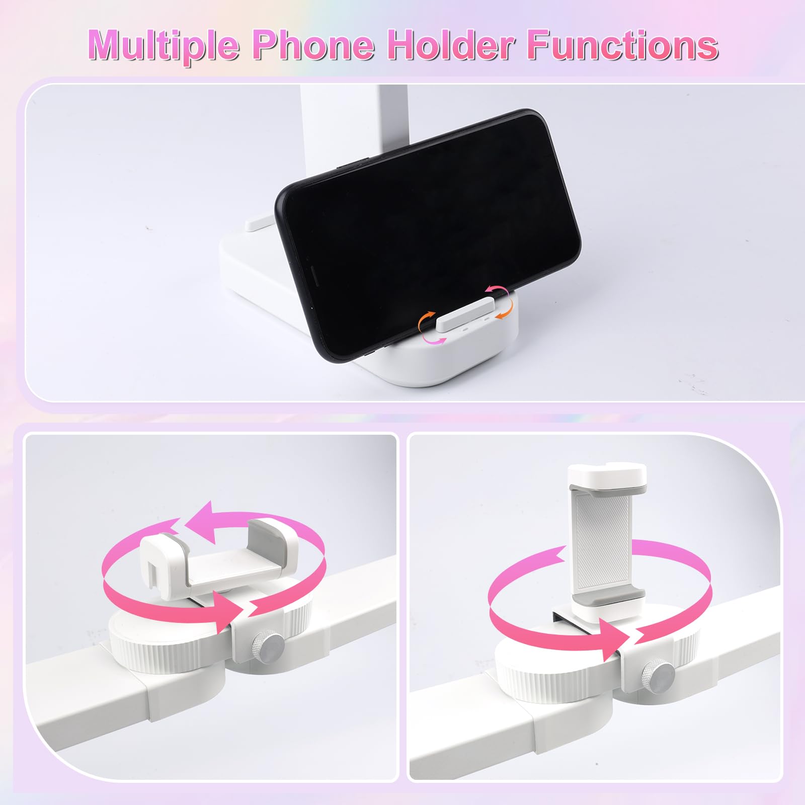 BQAN Nail Tech Lamp for Desk with Phone Holder, 33 40W Foldable Table Lamp for Nail, Lash Eyelash Extension, Tattoo - 3 Modes 30