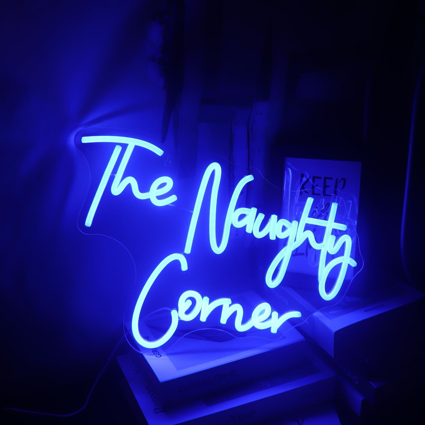 Qiaofei Led The Naughty Corner Neon Sign Word/Letters Usb Powered Neon Lights For Girls Room Home Bar Art Wall Decor Party Window Living Room Decor Birthday Christmas Gift(Blue)