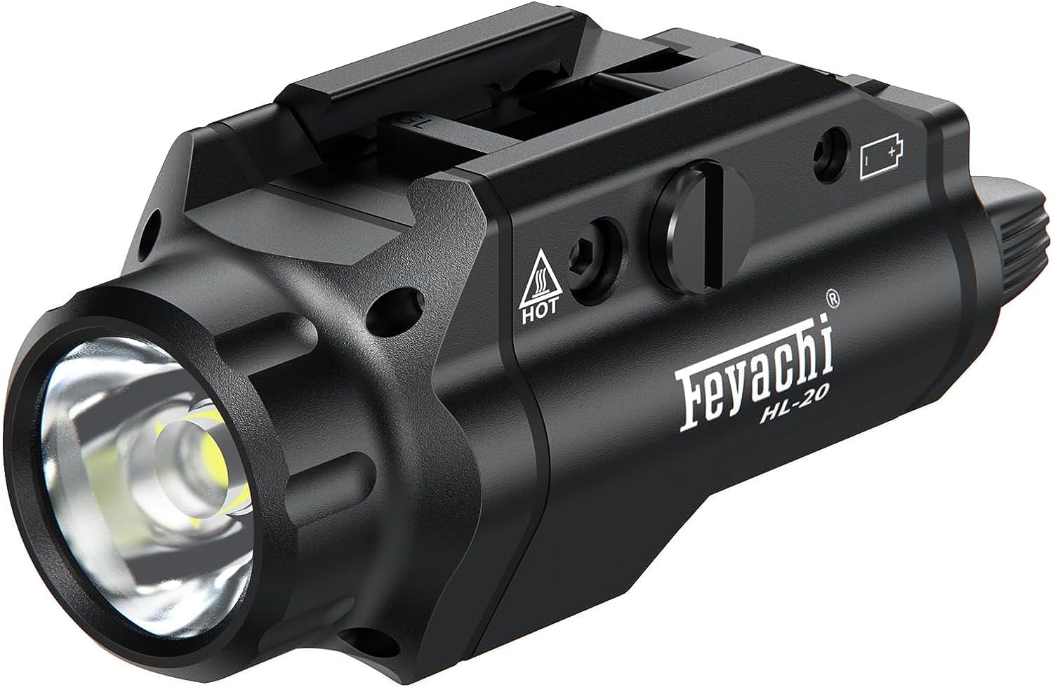 Feyachi HL-20 Handheld Toy Light 1500 Lumen Upgrade LED Weapon Light Compact Rail Mounted HandLauncher Tactical Flashlight Rail Locating Keys for Picatinny  Black