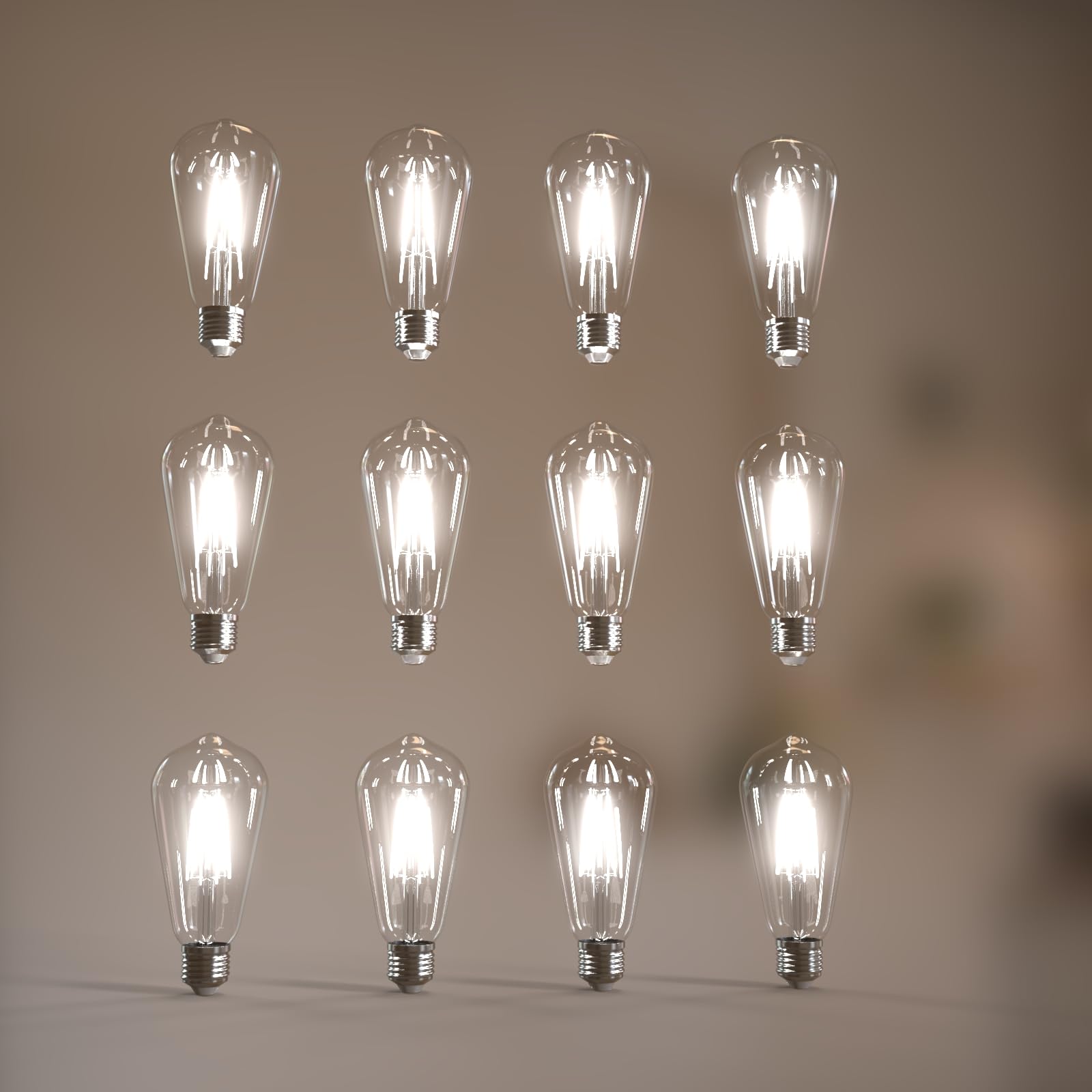 Jensense E26 LED Bulb 6W 60W Equivalent, Dimmable, 5000K Daylight, Glass, 12 Pack