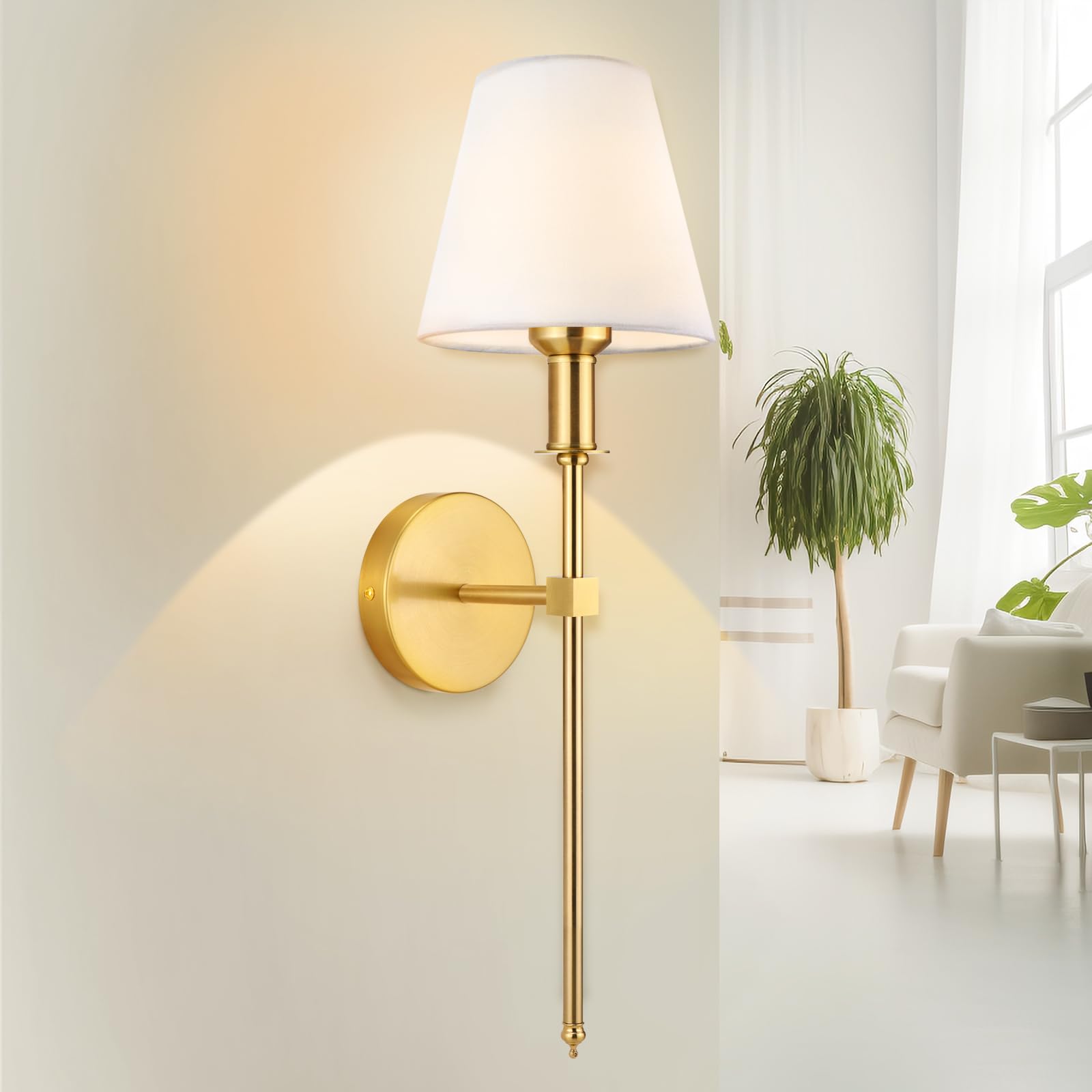 Soodmi Wall Sconces Sets Of 2, Bathroom Vanity Sconces Wall Lighting With White Fabric Shades, Retro Industrial Wall Lamps, Wall