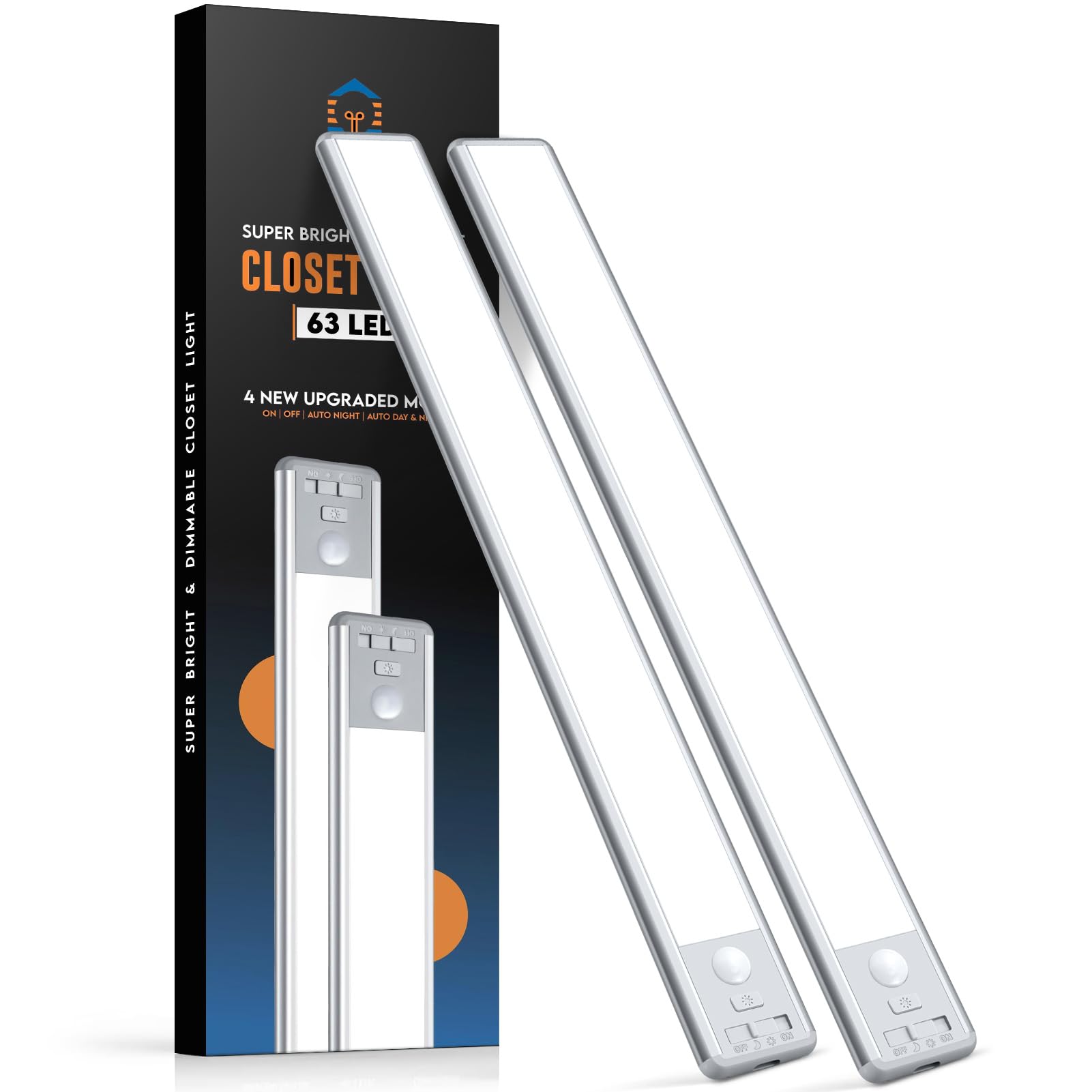 BLS Under Cabinet Lights, 63 LED Closet Lights, Battery Operated Lights, Motion Sensor Light Indoor, 2500mAh Wireless USB C Rech