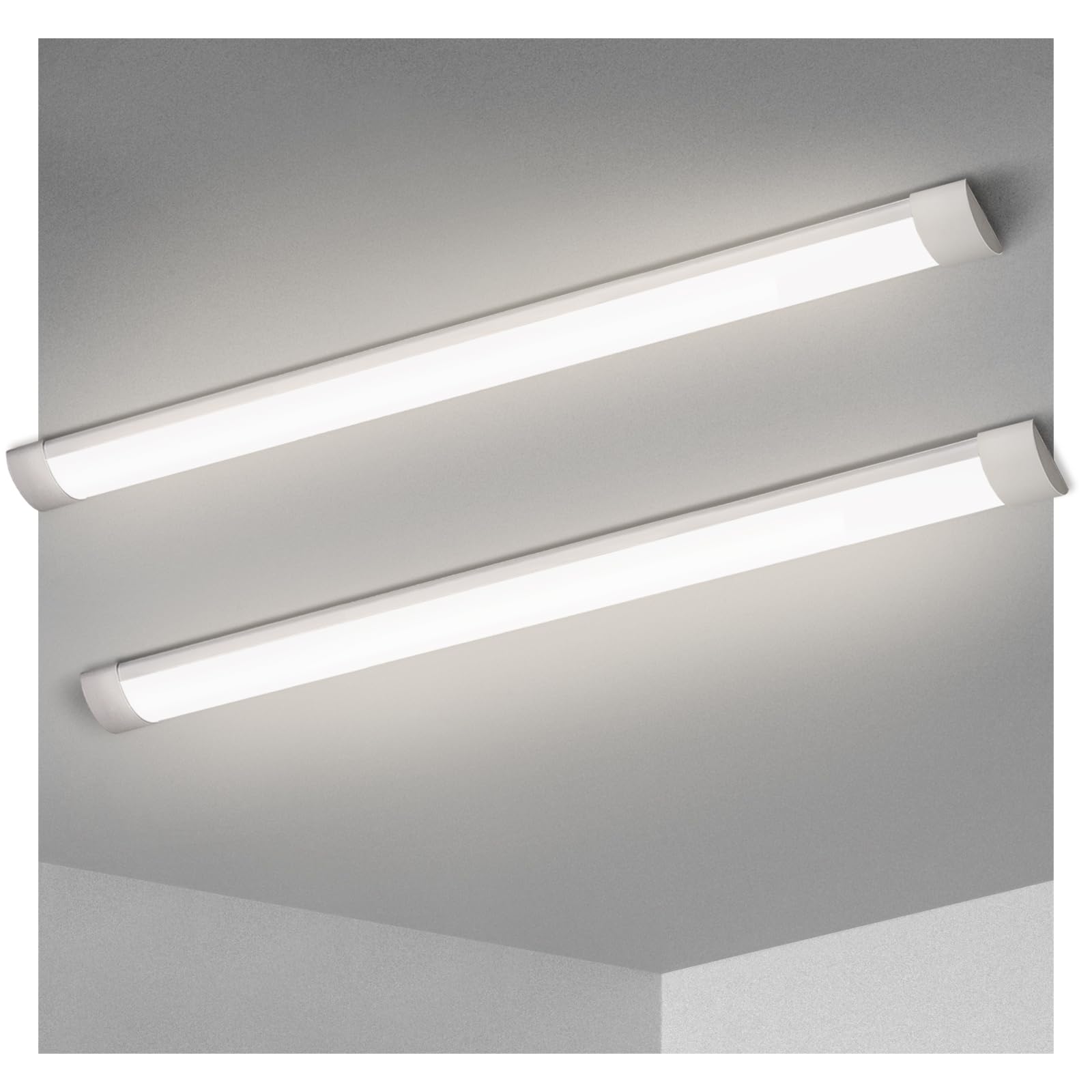 Kilipol 4Ft Led Batten Light, Ceiling Surface Mounted Slim Led Tube Lights, 40W 4000K Neutral White For Office, Shop, Garage, Ho