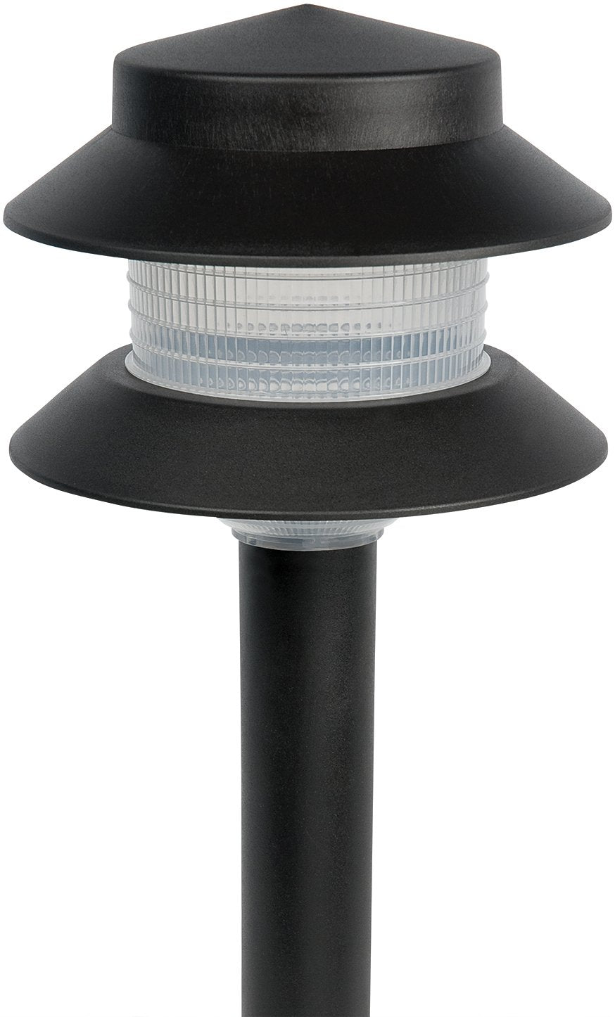 Greenlighting Paradise Low Voltage Landscape Pathway Lights - 2 Tier Outdoor Garden Lights - Easy, Simple Installation - Walkway Lights, Lawn Lights, Landscape Lighting (Black, 4 Pack)