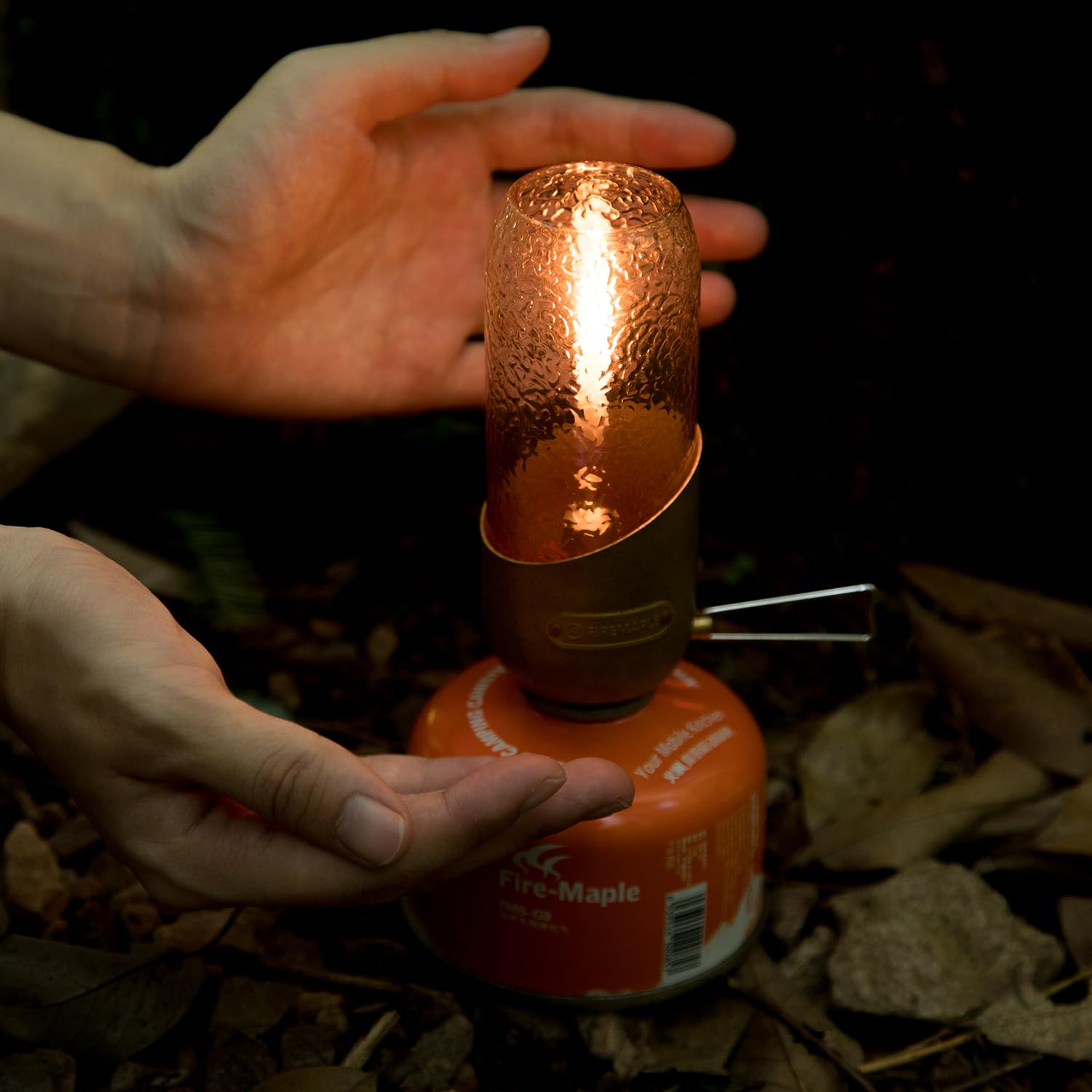 Fire-Maple Orange Gas Lantern - Copper, Propane/Isobutane, No Mantles Needed, Camping Essential