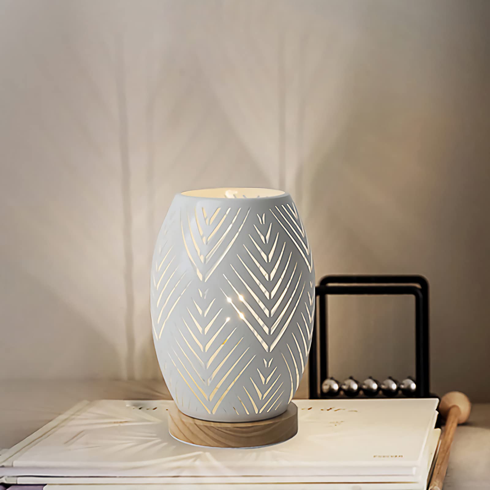 OuXean Modern Table Lamp, E26 60W Night Light Metal Hollow Table lamp for Bedroom Living Room Home Decor Office Restaurant Bar (