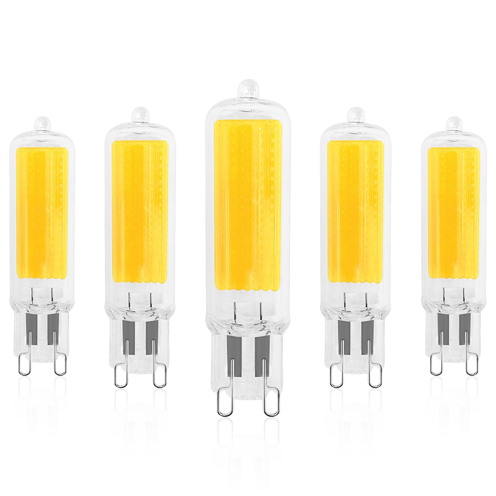 LUXRITE G9 LED Bulb Dimmable 4.5W, 2700K Warm White, Glass Bi Pin Base, 5 Pack