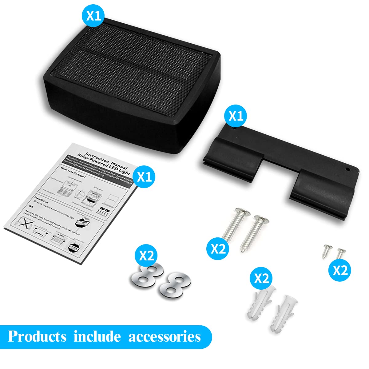 Oossxx Solar Power Deck Led Light Clip-On Yard Security Sign Spotlight (Large Capacity Battery, Max14 Hours Working)