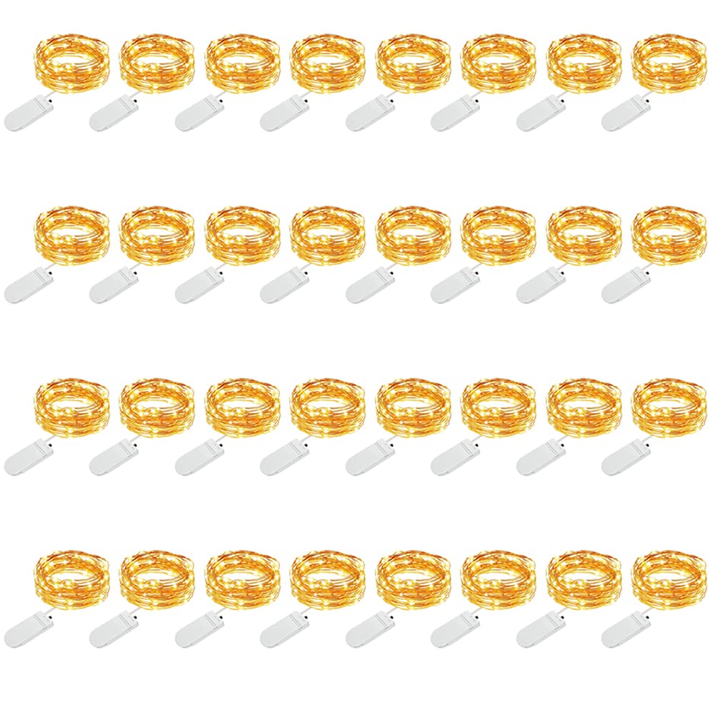 MUMUXI 32 Pack Fairy Lights, 20 LED Waterproof Copper Wire, 7.2ft Warm White for Weddings, Parties, Christmas Decorations