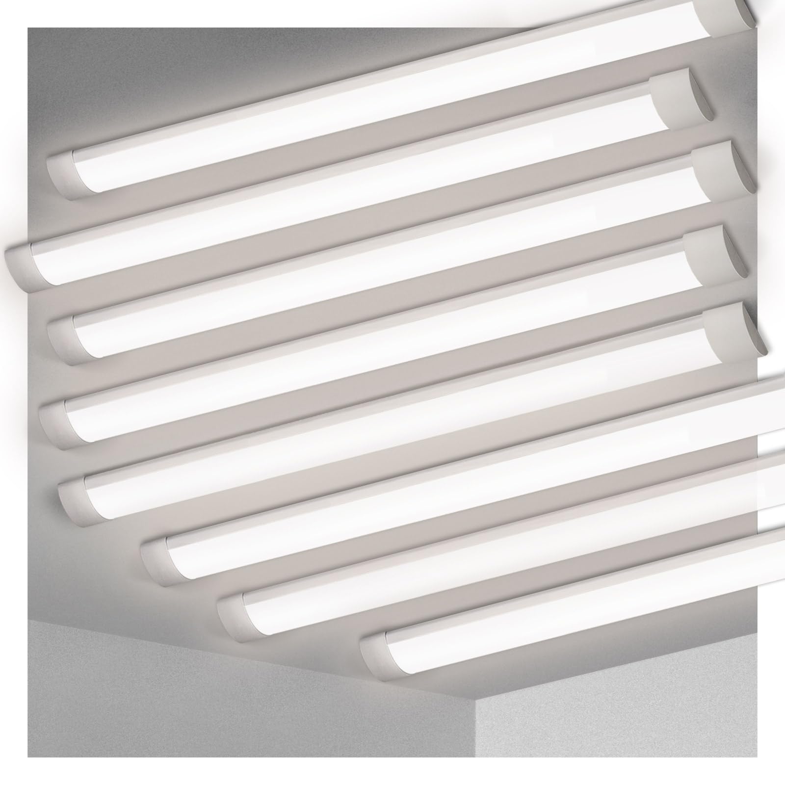 Kilipol 4Ft Led Batten Light, Ceiling Surface Mounted Slim Led Tube Lights, 40W 4000K Neutral White For Office, Shop, Garage, Home, 8 Packs