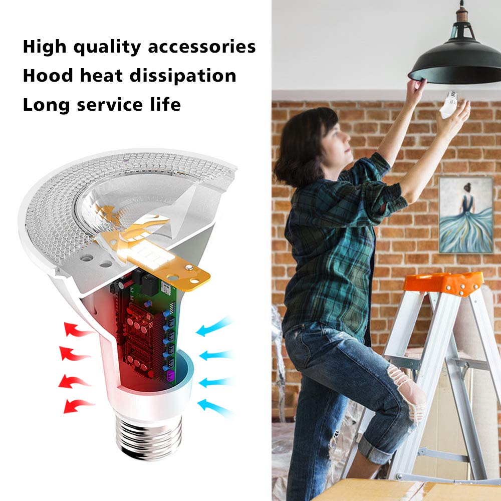 LightingWill 7W Par20 LED Bulb, 4000K Natural White, Dimmable, 500 Lumens, E26 Base, 6 Pack