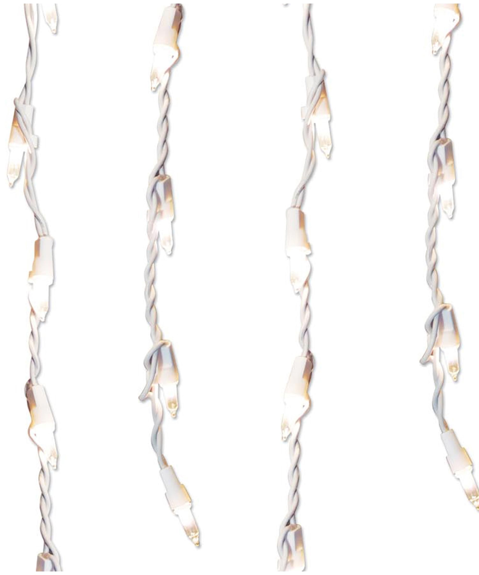 Brite Star Icicle Lights Set - 100 Count Clear Window Lights, White Wire, Model 36-701-00, Plastic Material