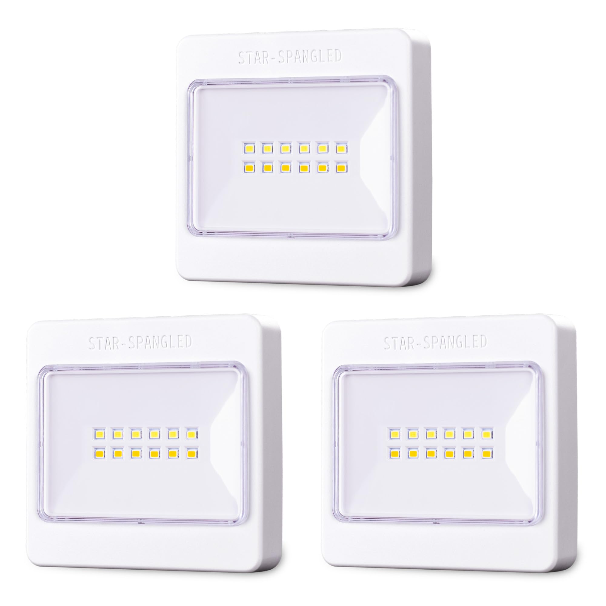 Star-Spangled 3 Pack 3.7  Dimmable Push Tap Lights  Stick On Led Touch Lights Aa Battery Operated  3 Color Modes Sticky Button Lamps For Classroom  Kitchen  Under Cabinet  Closet