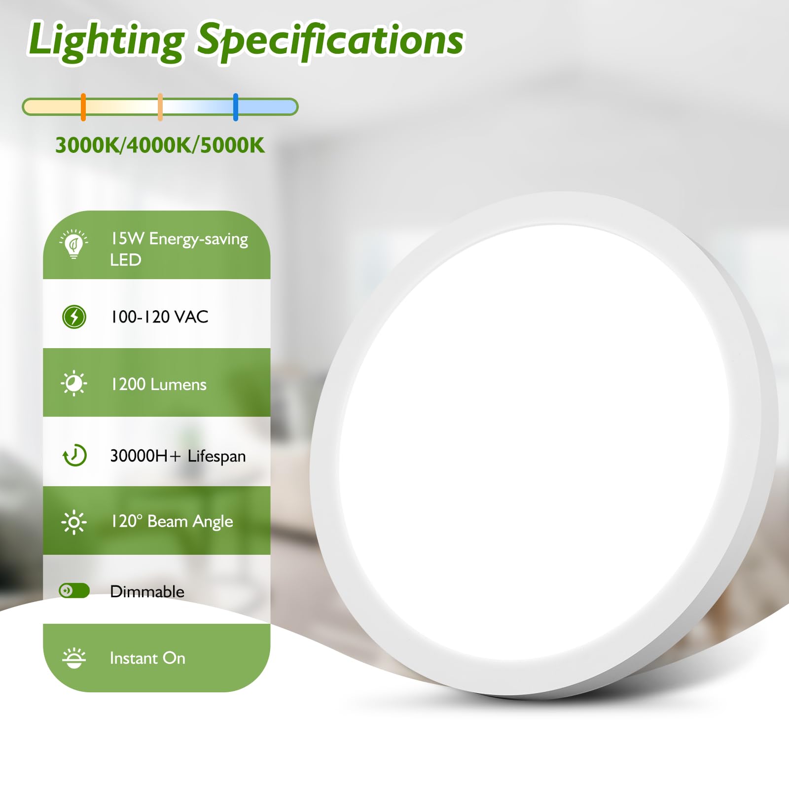 Brightever Flush Mount Led Ceiling Light White, 3 Color Temperature In One 3000K-4000K-5000K, Dimmable 15W 1200Lm 7 Inch Round L