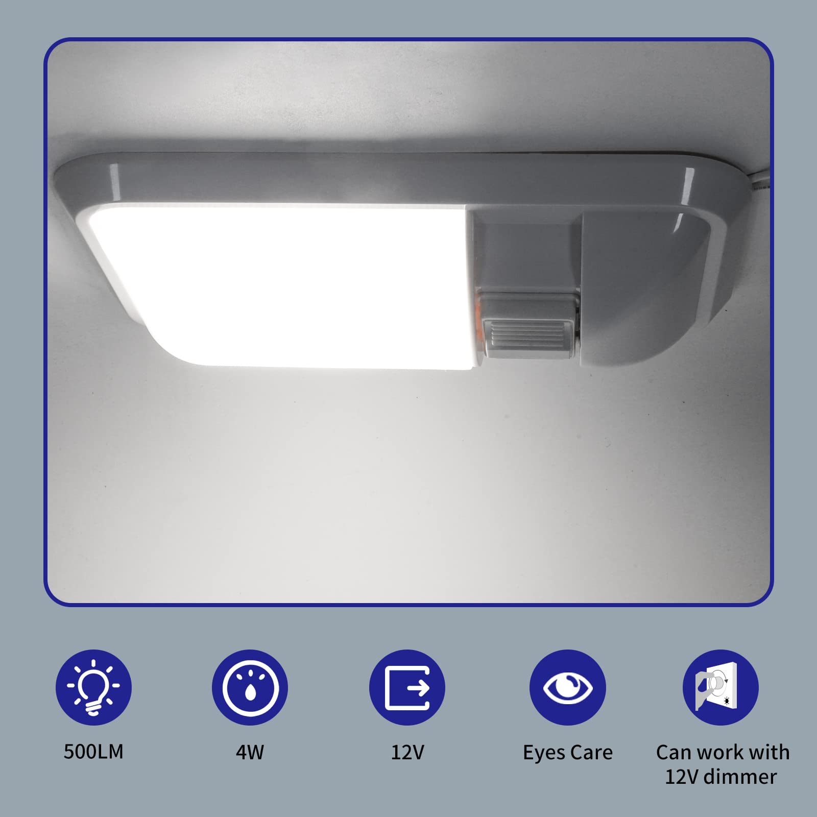 Rvzone 12V Led Rv Ceiling Dome Light Frosted Rv Interior Lighting 500Lm 4W Natural White Single Dome Light Fixture For Rv Trailer Camper Truck Van Boat (4000-4500K)