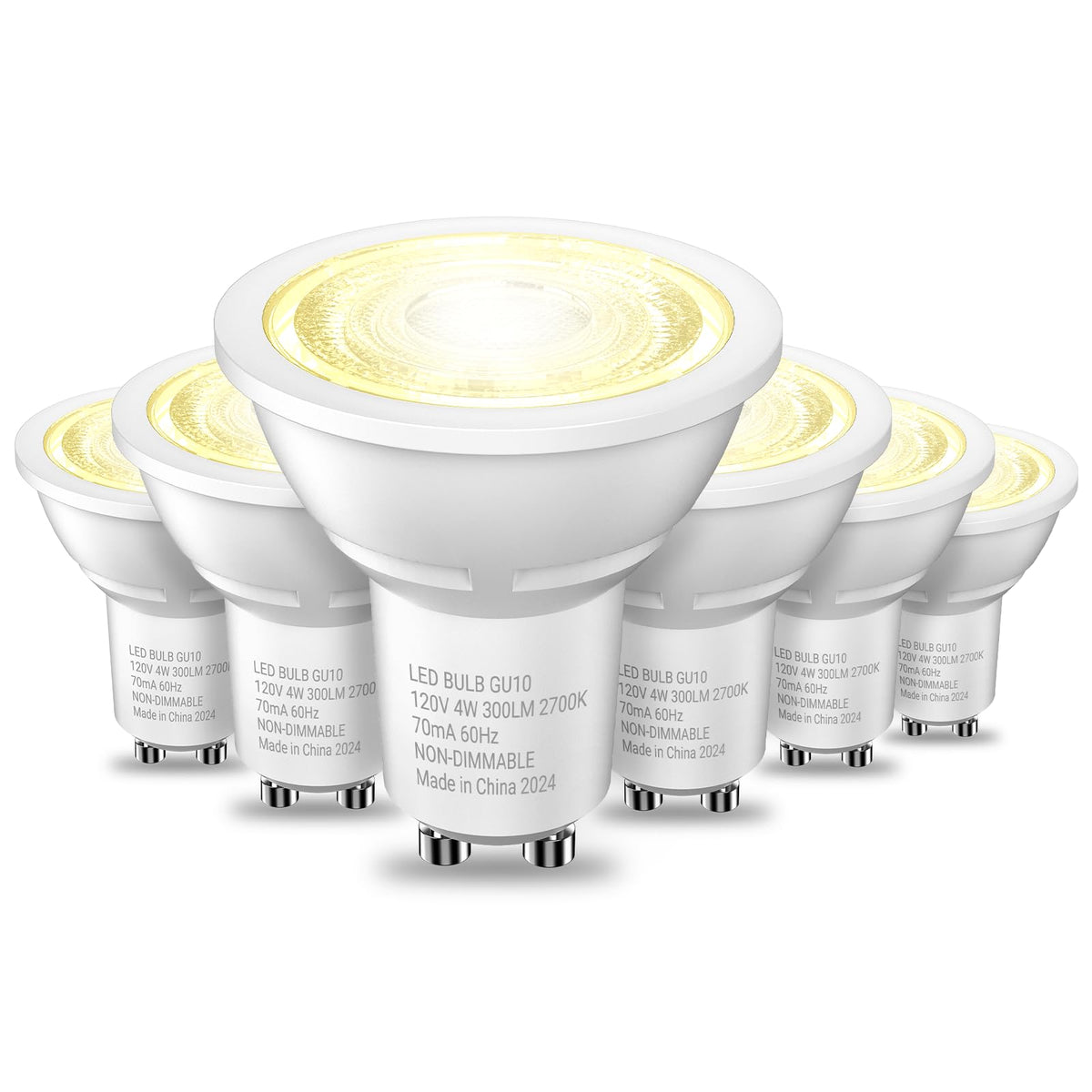 Tjoy Led Gu10 Light Bulbs, 2700K Warm White Gu10 Replacement For Recessed Track Lighting, 35W Equivalent, Non-Dimmable, 4W, 300L