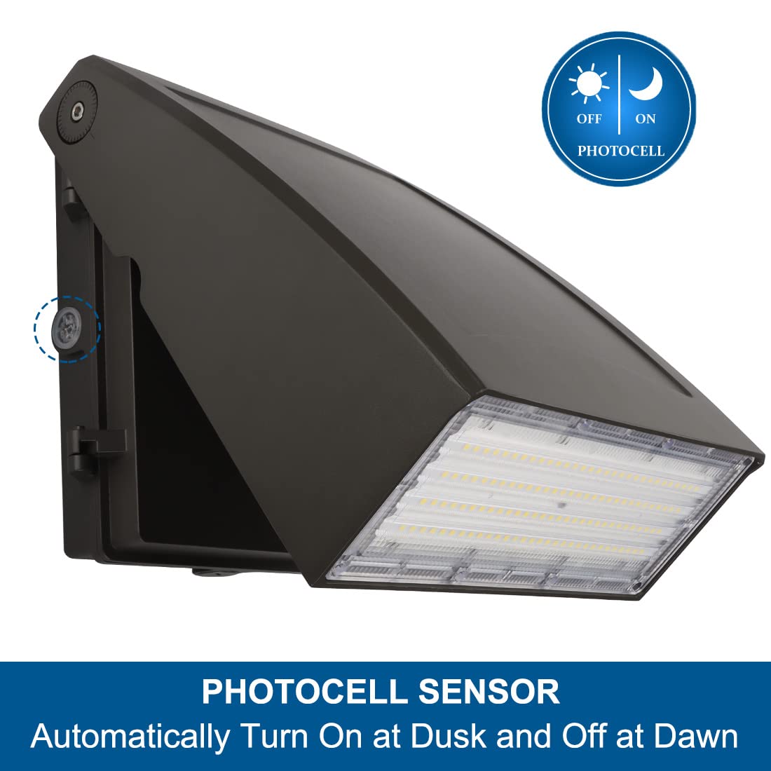 Dakason (2 Pack) 100W Led Wall Pack, Dusk-To-Dawn Photocell, Adjustable Head, Full Cut-Off Security Light, 5000K 12000Lm Replace