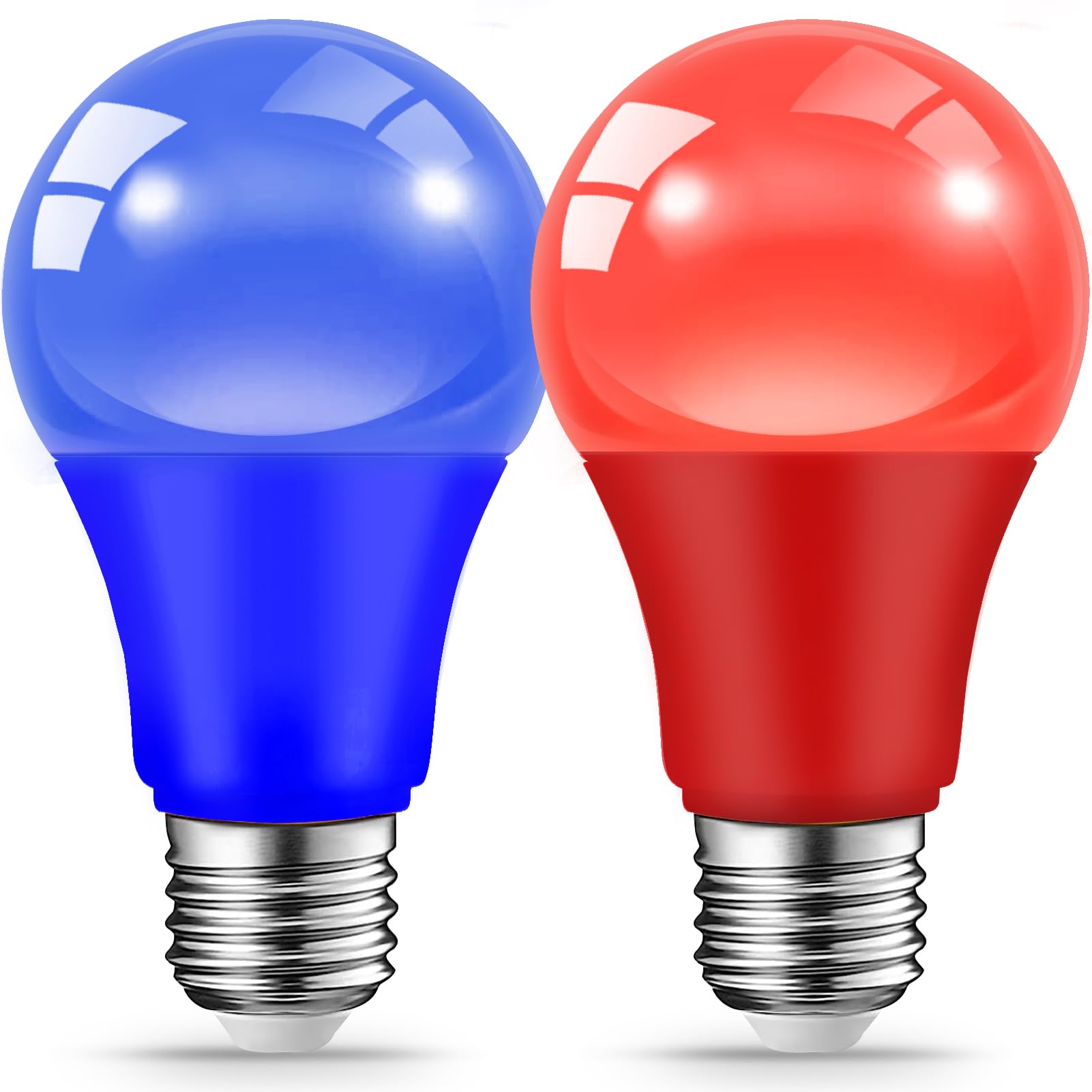 Jaheks Blue Red Light Bulbs For Outdoor Porch, 9W(60W Equivalent) E26 Base Led Bulb For Memorial Day,Independence Day,Christmas,
