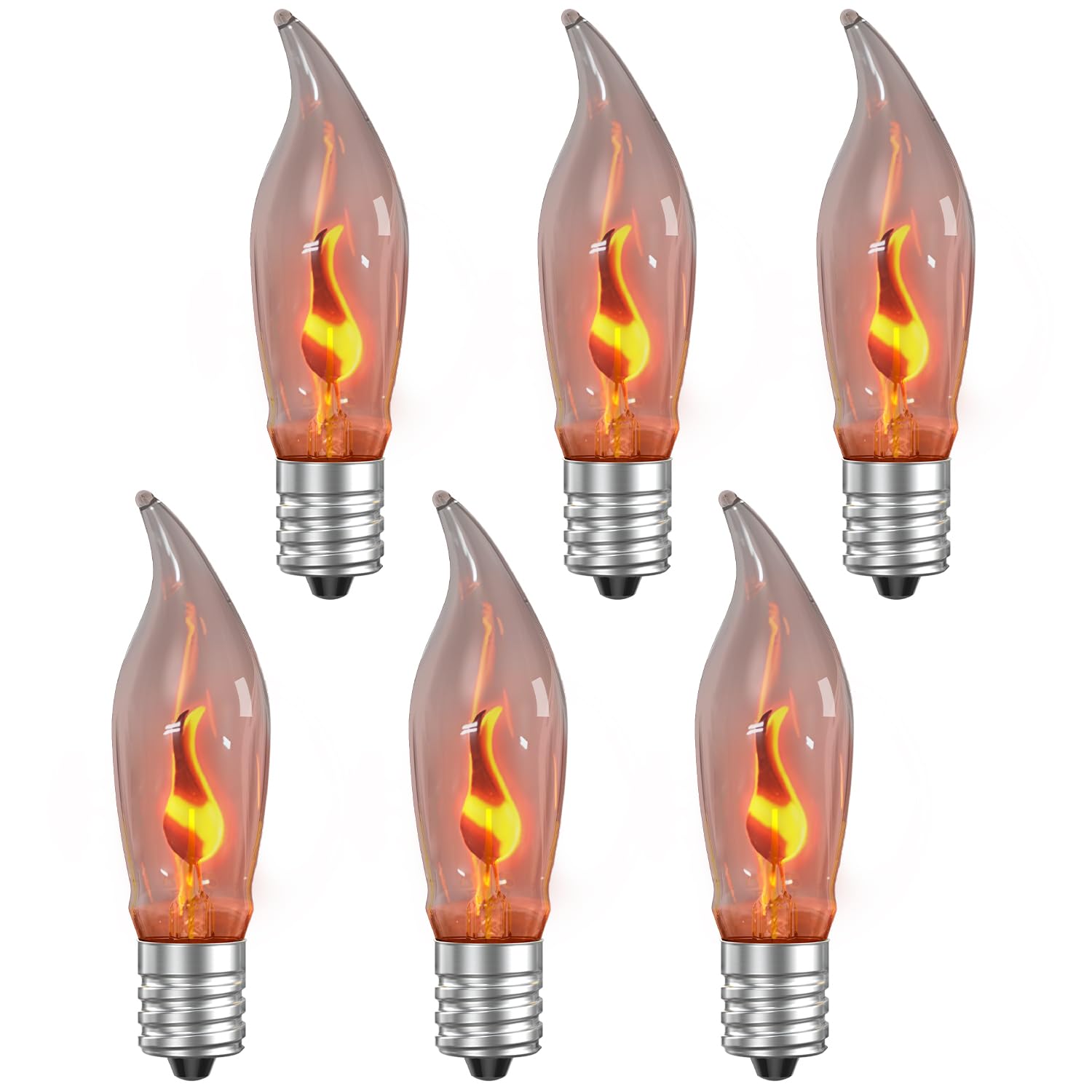 Hompavo Christmas Decorations, Upgraded Flame Light Bulbs, Compact E12 Chandelier Base Candle Flickering Fire Light Bulb for Hal