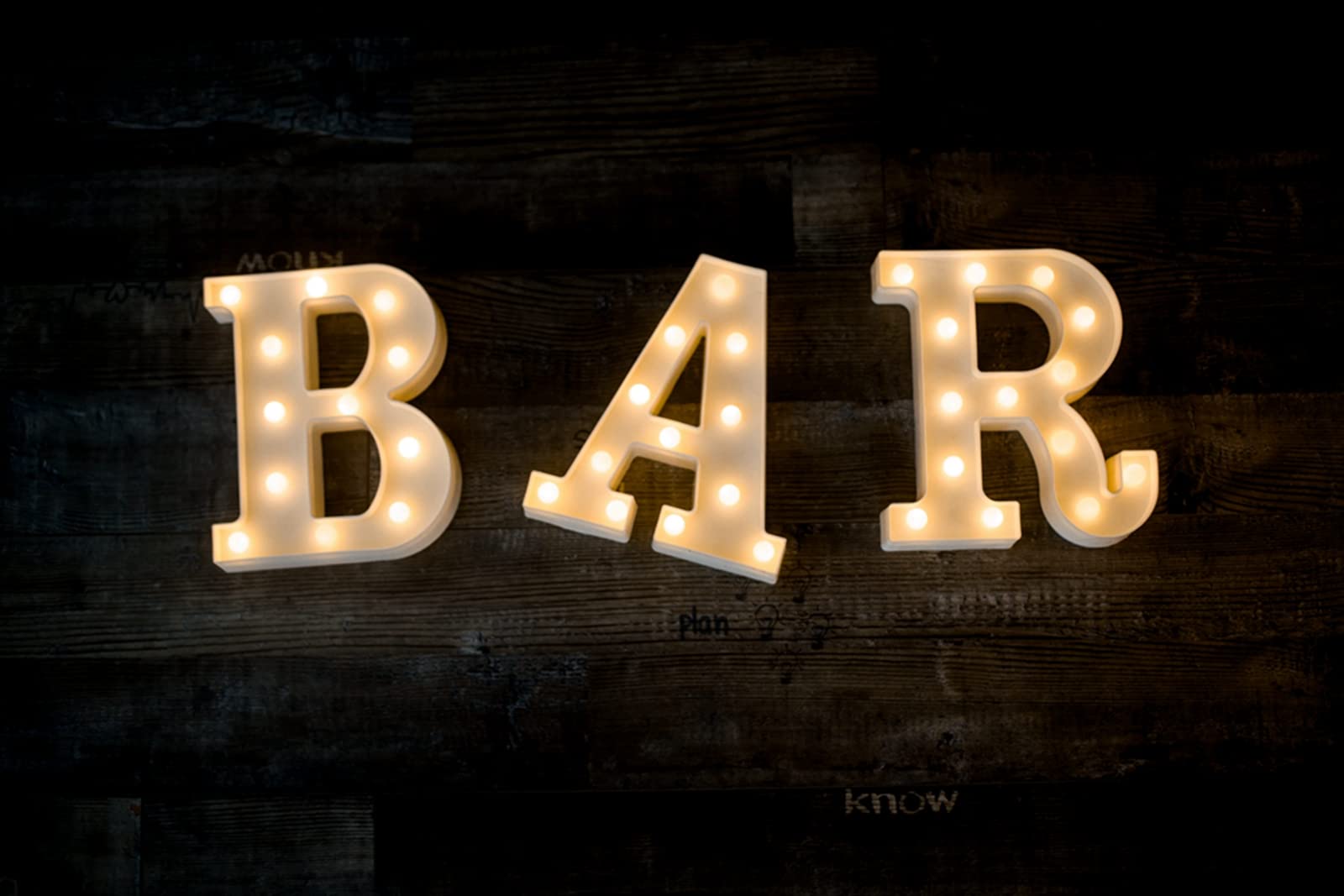 Foaky Led Letter Lights Sign Marquee Light Up Letters Sign For Night Light Wedding/Birthday Party Battery Powered Christmas Lamp Home Bar Decoration(H)