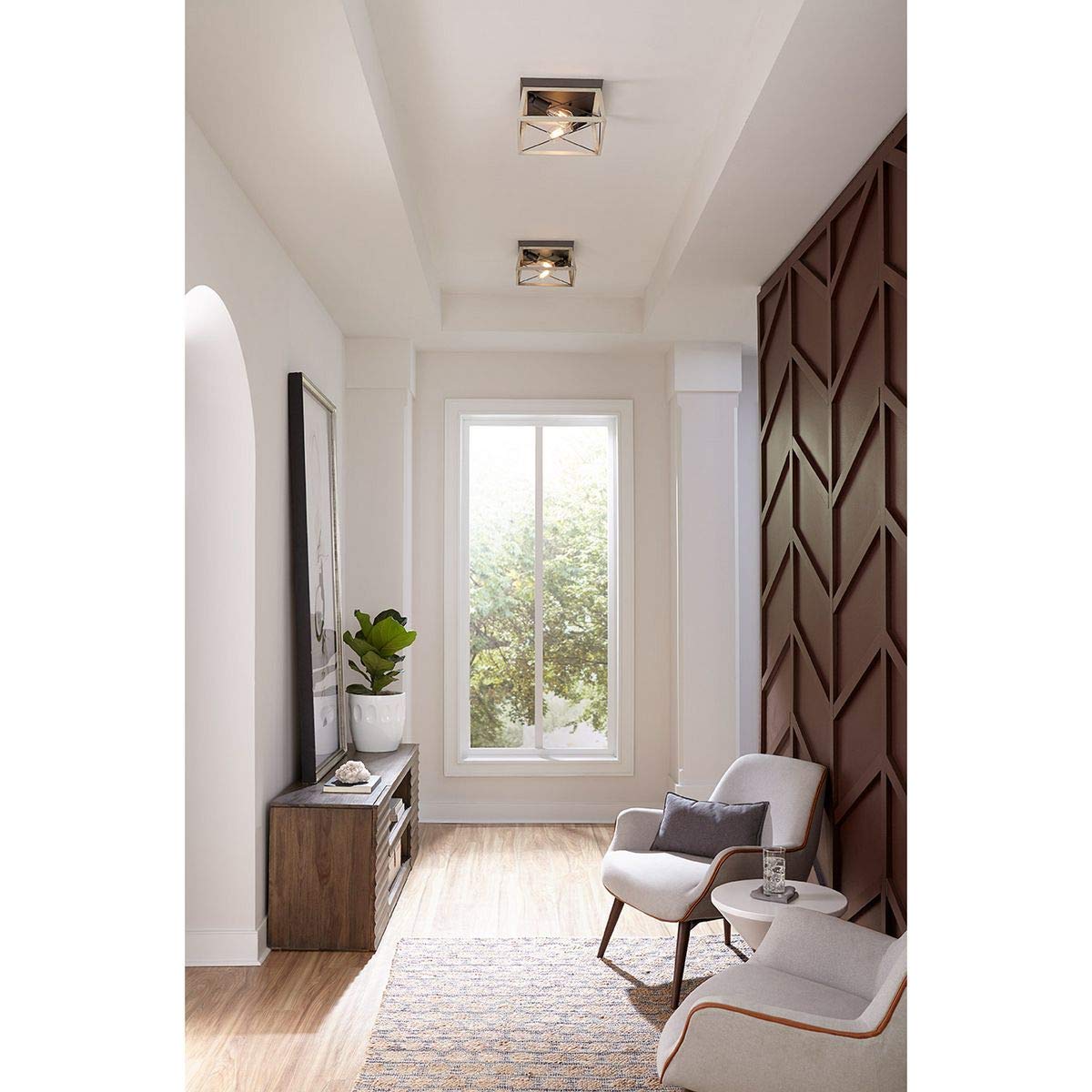 Progress Lighting Briarwood Collection Whitewashed Two-Light Farmhouse Flush Mount Ceiling Light, Graphite
