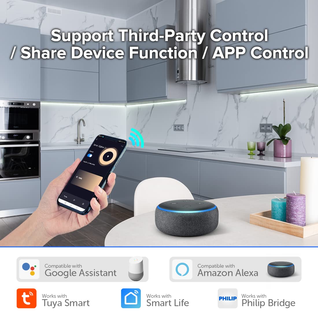 Btf-Lighting Tuya Zigbee 3.0 C01Z Controller Support Single Color 2 Pin (-V +V) Pwm Led Strip Bulb Compatible With Echo Plus/4Th