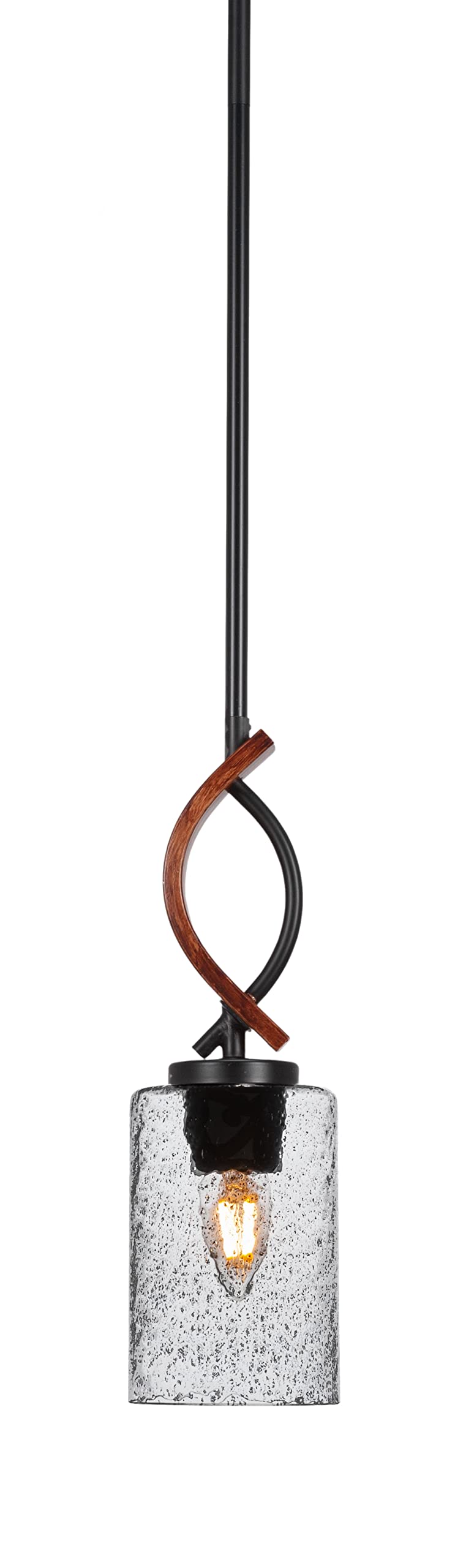 Monterey 1 Light Mini Pendant in Matte Black & Wood-Look Metal (2901-MBWG-3002)