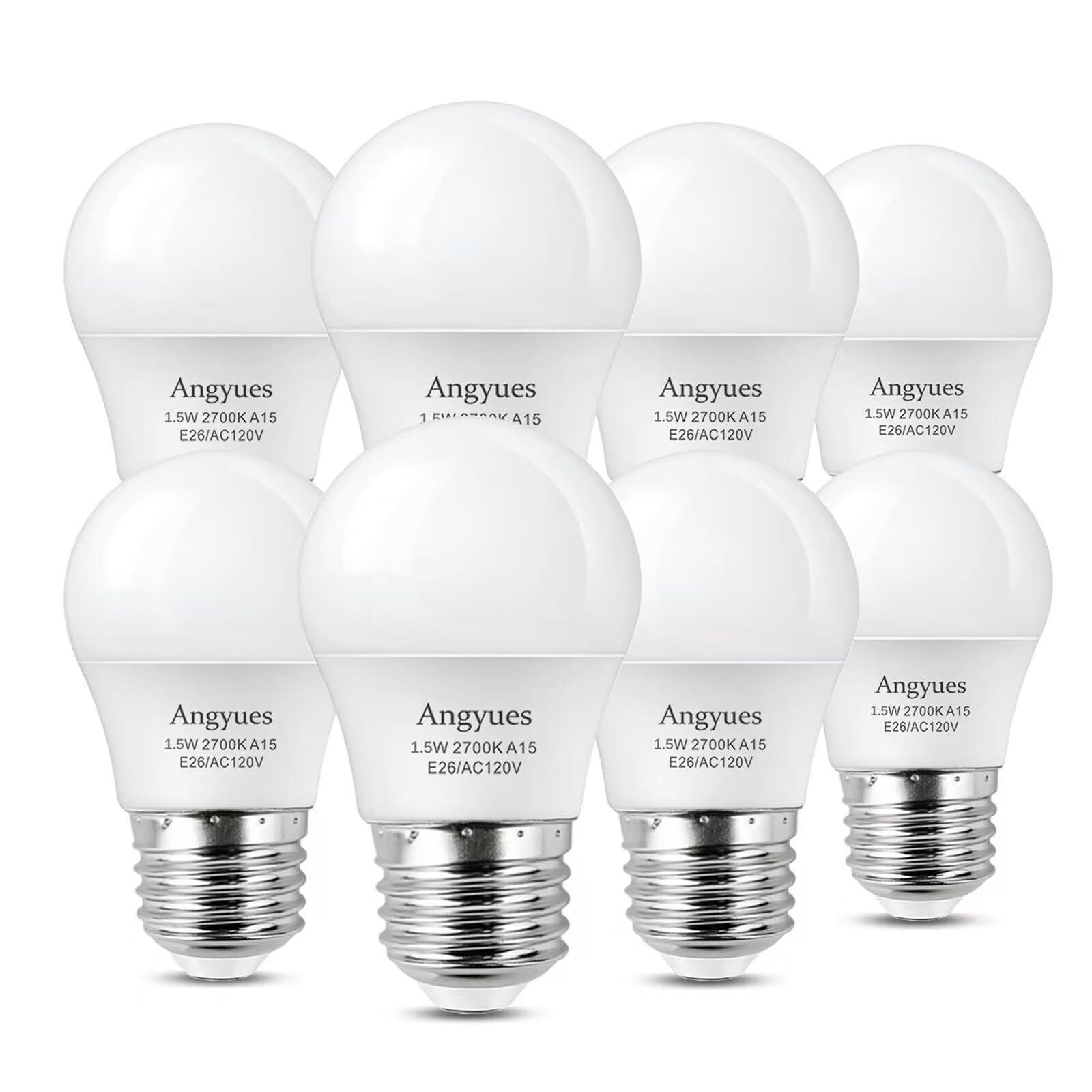 Angyues Low Watt Light Bulbs, 1.5W Led Bulb Equivalent 15W20W Light Bulbs,A15 Led 15 Watt Light Bulbs Soft White 2700K Low Watta