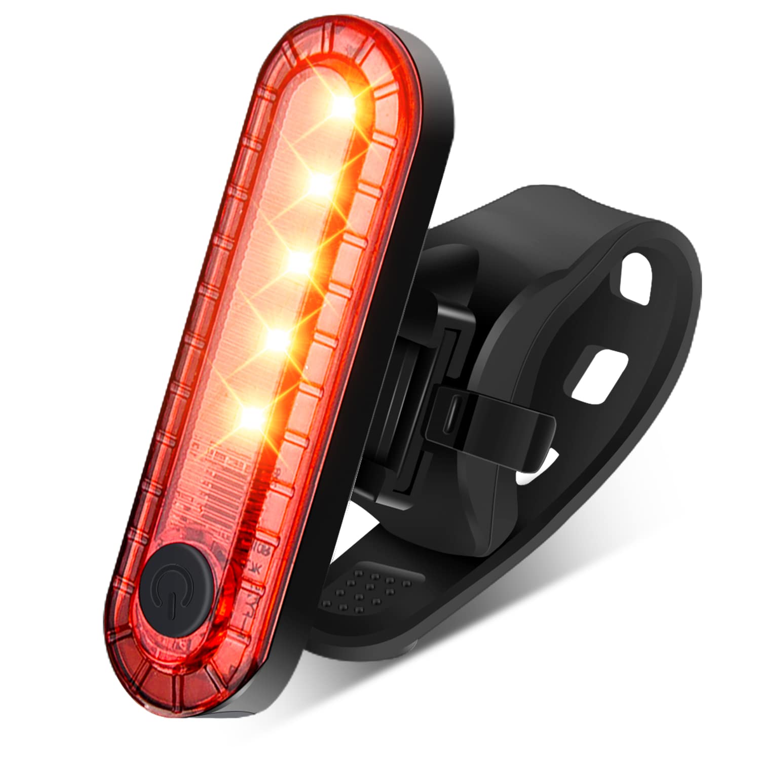Smart Bike Tail Light Usb Rechargeable Bicycle Turn Signals With Remote Control Rear Bike Light Waterproof Safety Warning Back Lights Bike Alarm For Night Riding Mountain (Red 5Led)