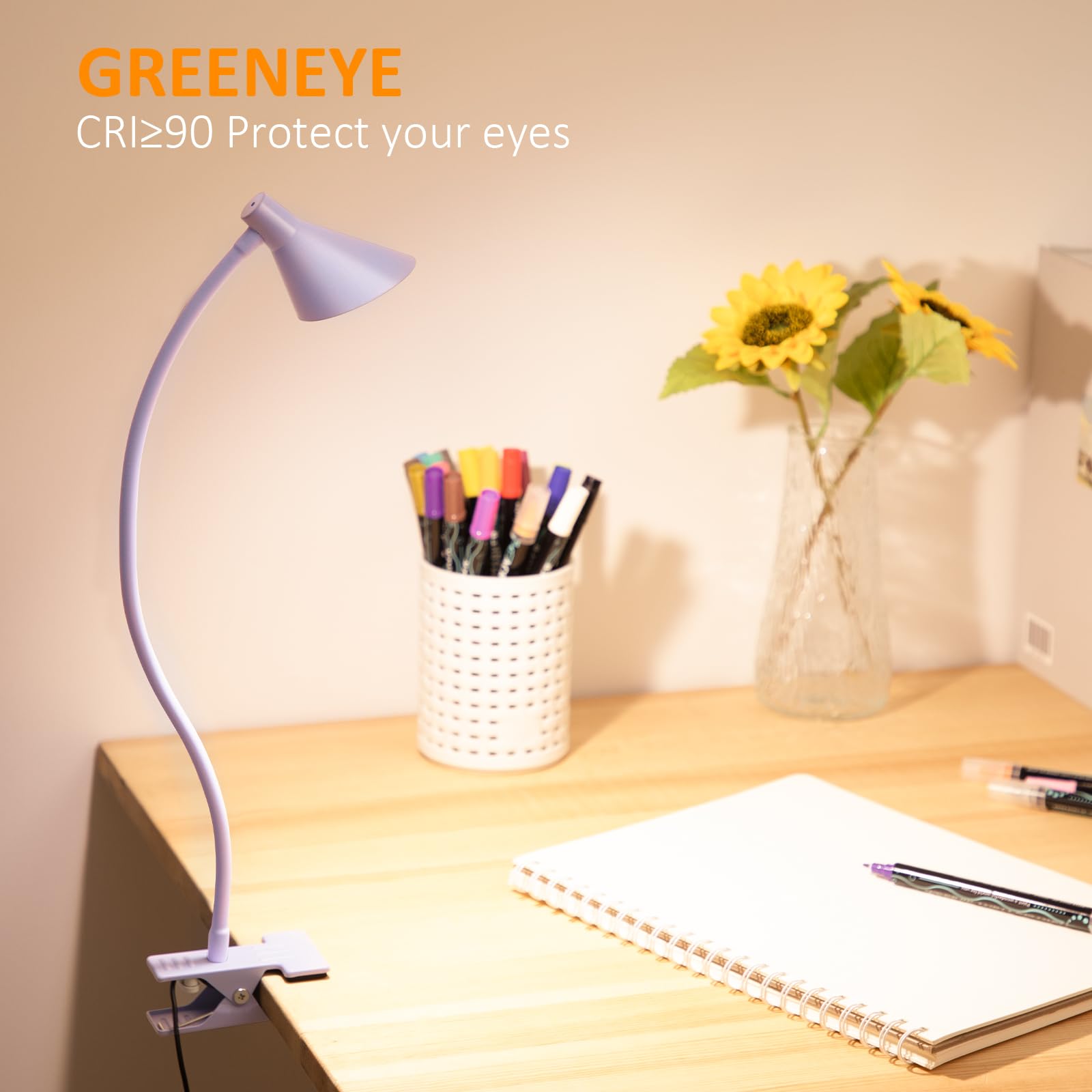 Desk Lamp Clip On Lamp For Bed Headboard Led Reading Light For Bed, 3 Colors 10 Dimmable Brightness, Book Light For Reading In B