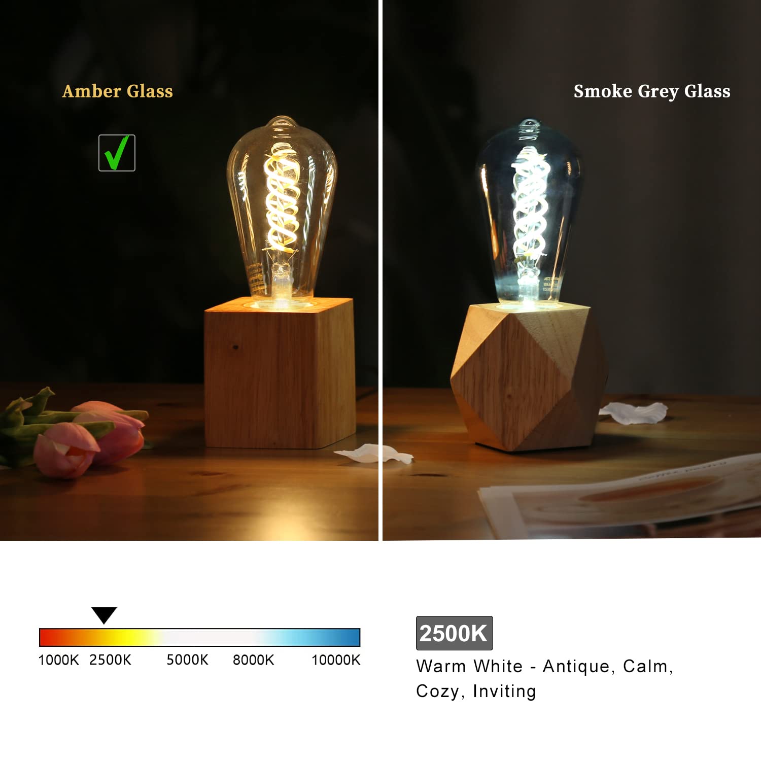 Austin Coast St19/St58 Vintage Led Edison Bulb,4.5W Warm White 2500K,Amber Glass Flexible Spiral Led Filament Light Bulb,450Lm D