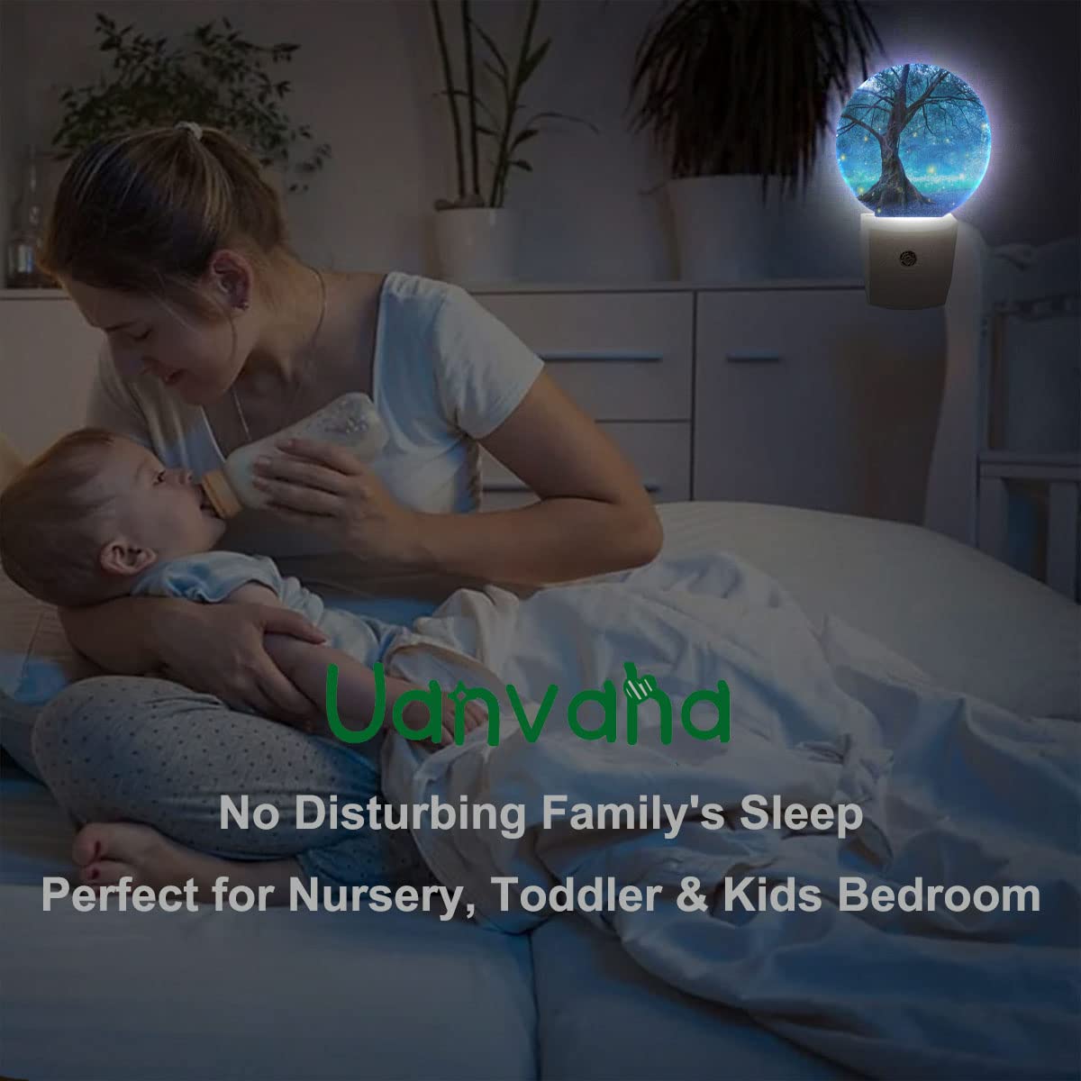 Uanvaha Growing Tree Night Light Forest Trees Firefly Glowworm Lightning Bug Night Lights Plug Into Wall Auto On/Off Led Lamp 0.