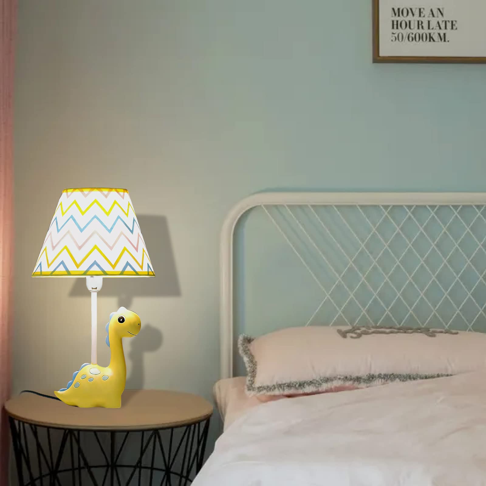 Herbestbay Kids Thunder Dinosaur Table Lamp - 13&quot; Bedside Lamp With Led Bulb, Yellow