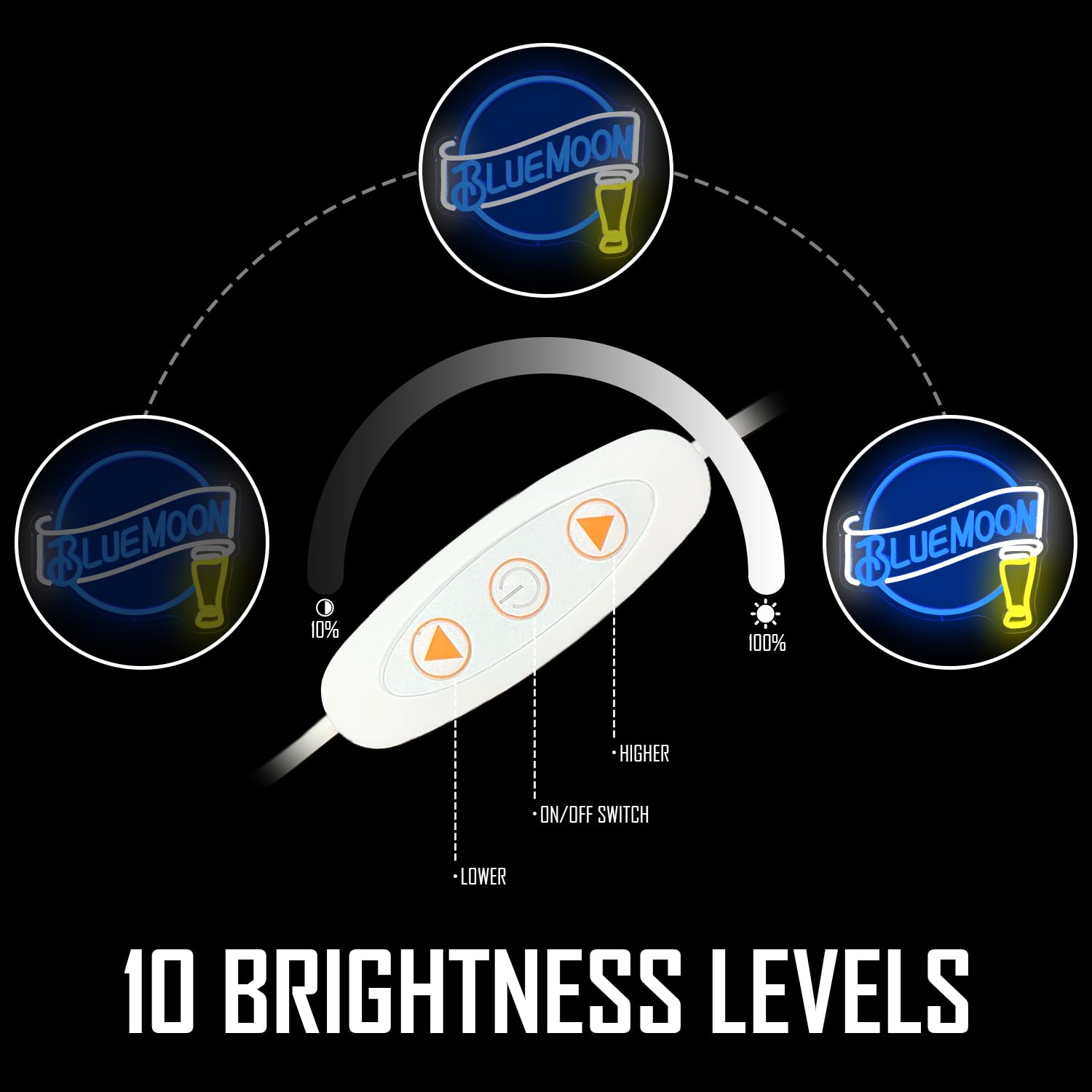 Jooetuu Blue Moon Beer Neon Signs Dimmable Bar Neon Beer Light Sign For Wall Decor Blue Moon Neon Sign For Man Cave Bedroom Shop Beer Club Pub Bistro