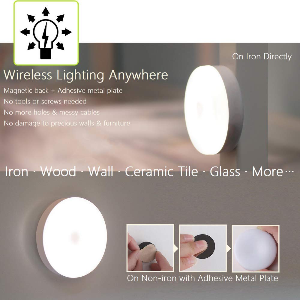 RTSU Mini Touch Light - Rechargeable LED Night Light, Dimmable, Magnetic, Ivory White, Model 8542000653, Perfect for Closets & Cabinets