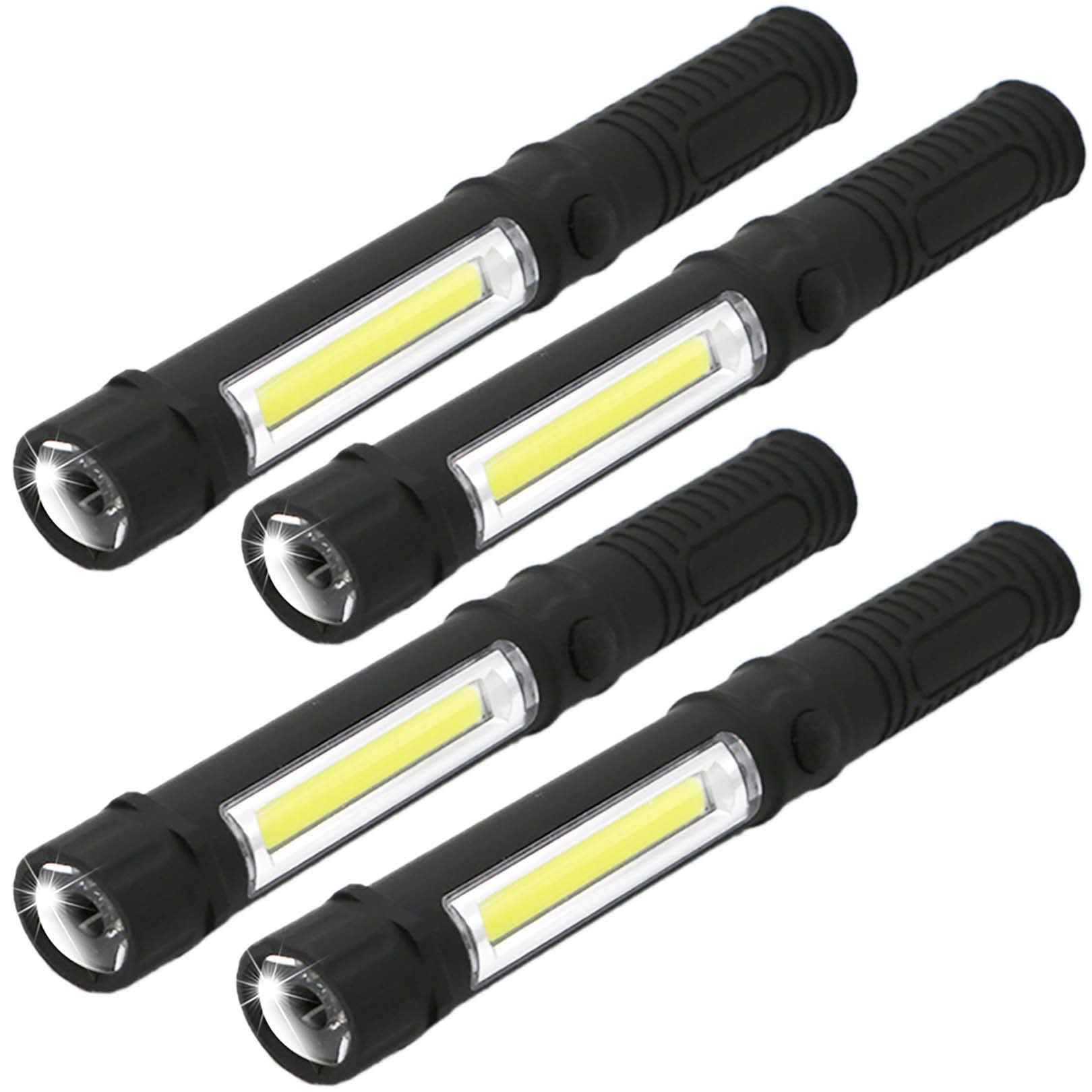 WUTL COB LED Work Flashlight, Magnetic Base & Clip, 4-Pack, Plastic, Model Zye-gjpl-20, Multi-Function Pocket Pen Light