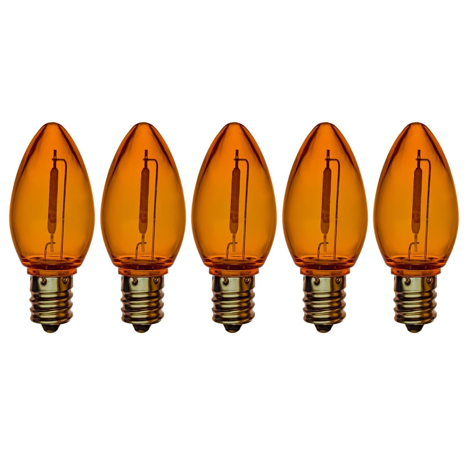 EZLS C7 Orange Colored LED Filament Plastic Bulbs Pack of 5