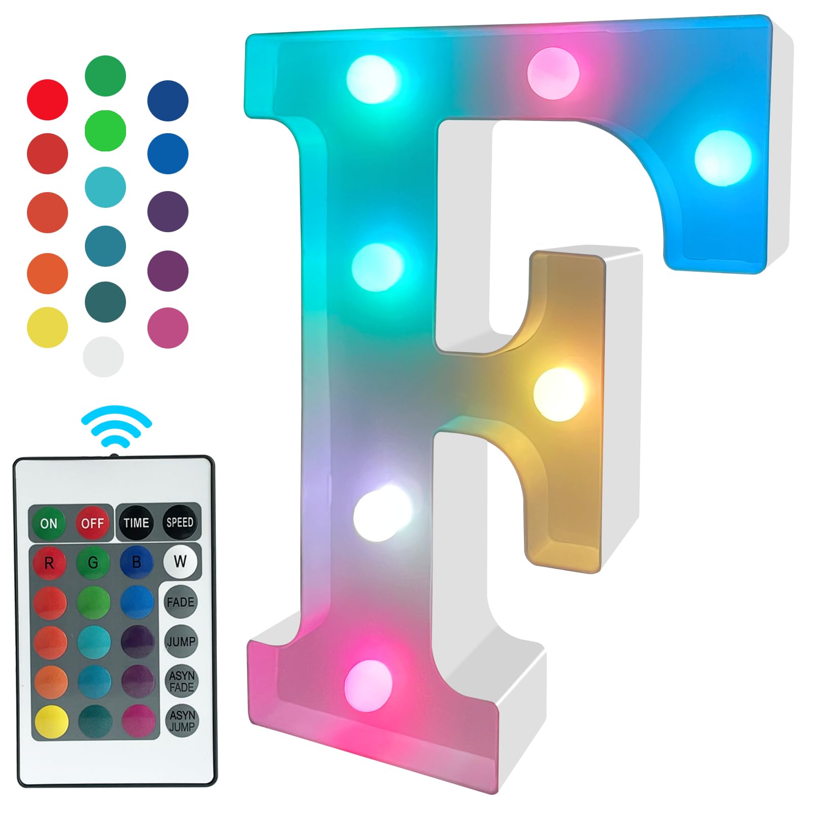 Glintee Marquee Light Up Letter Lights, Colorful with Remote Control 16 Color Change LED Lights Sign for Party/Wedding/Home/Bar/