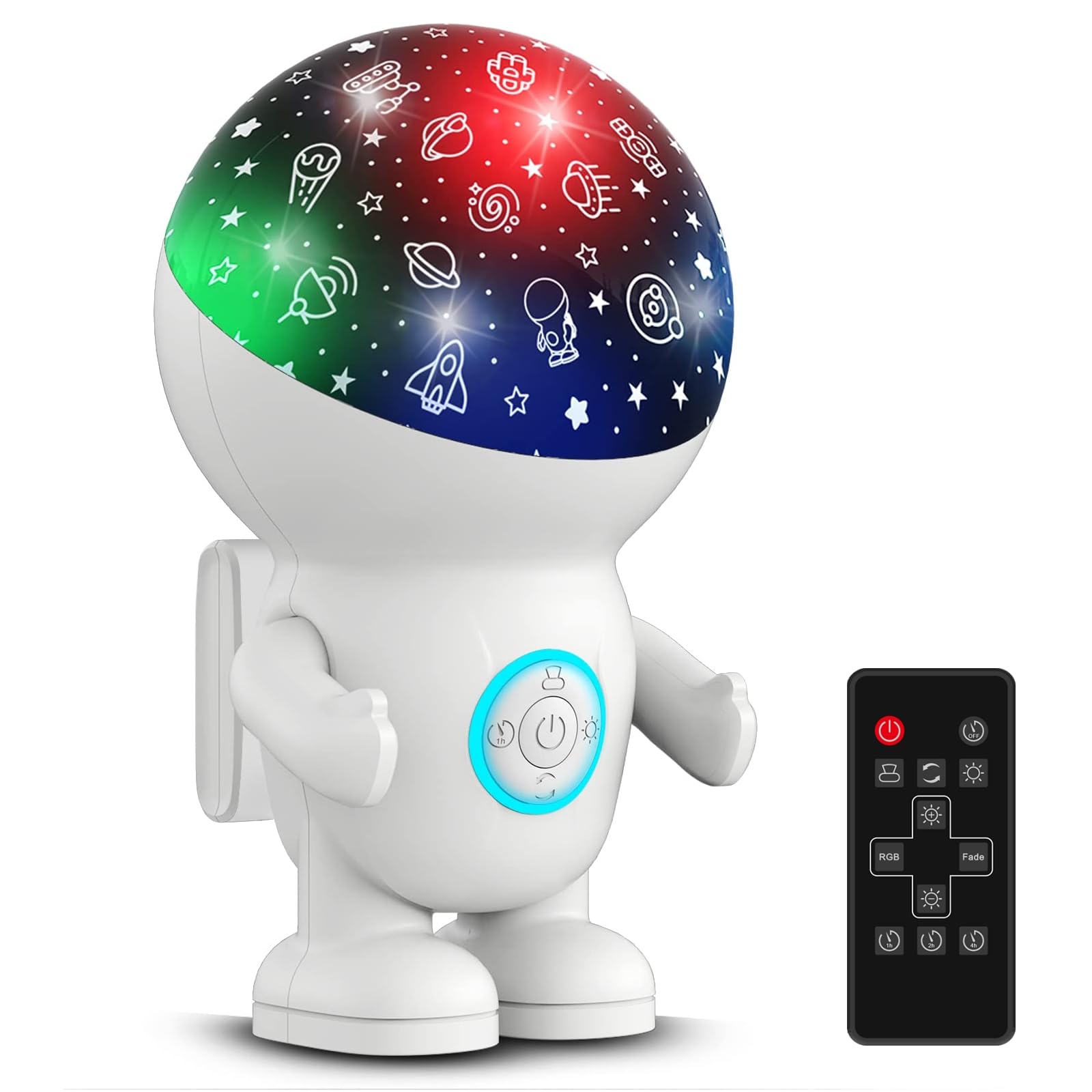 GiieeGii Astronaut Star Projector - Timer, Remote, Adjustable Brightness, 360? Rotation, White, Model JQ-001a