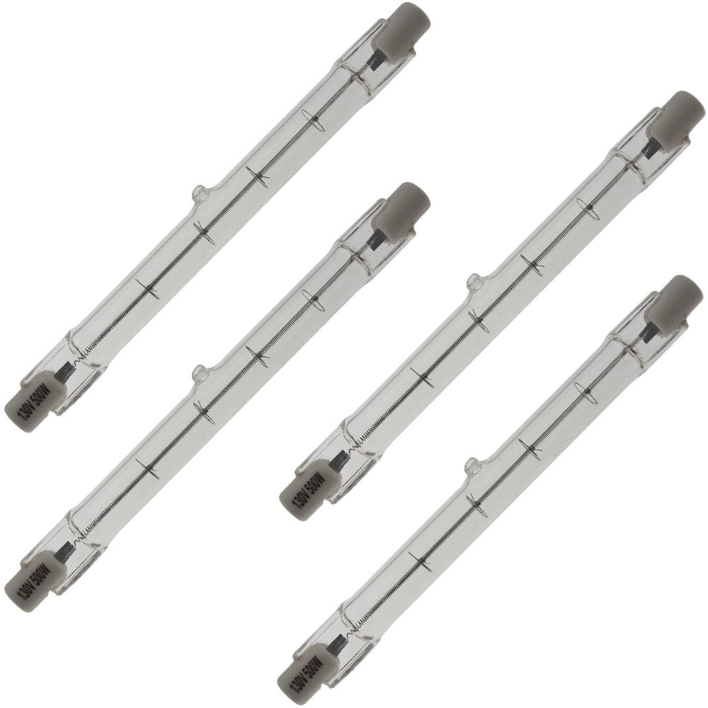 Industrial Performance Q500T3/CL 130V, 500 Watt, T3, Recessed Single Contact (R7S) Base Quartz Light Bulb (4 Bulbs)