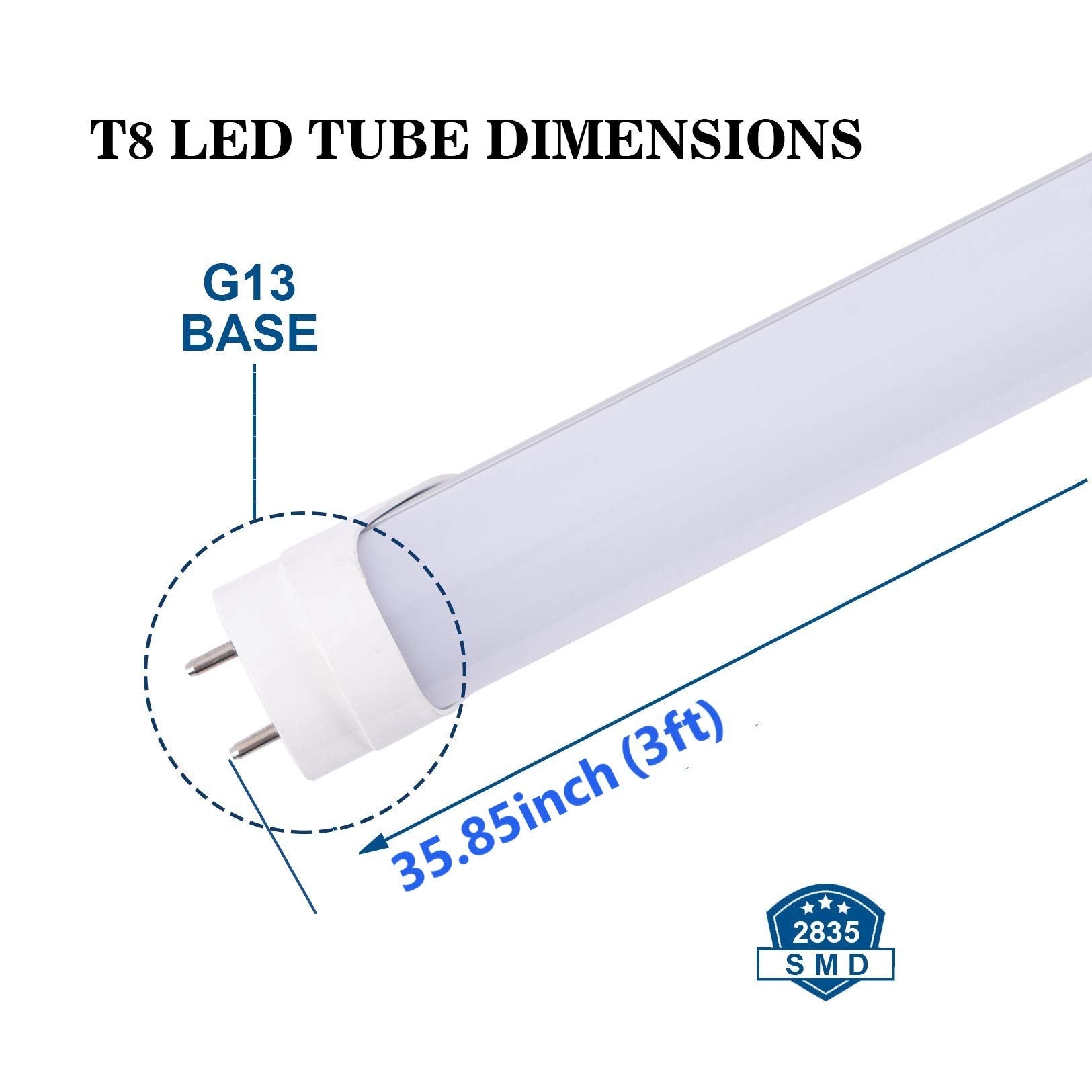 Mkujoo 25Pcs 3Ft 15W T8 Tube Light White Daylight 6000K T8 Led Bulbs Household Lights Ballast Bypass G13 Base 3 Foot Milky Cover