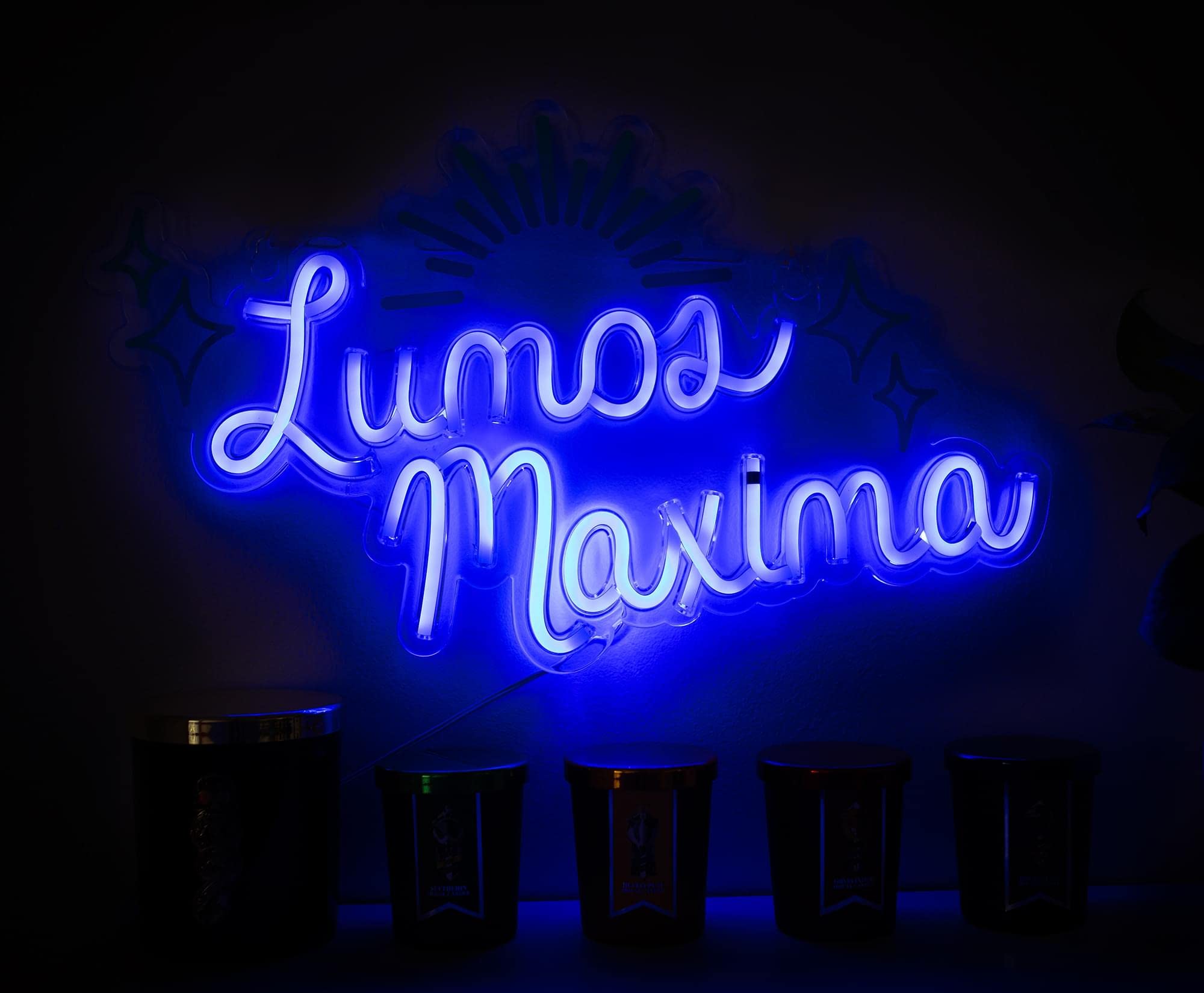 Harry Potter Lumos Maxima Hanging LED Neon Wall Light | Ready To Hang Wall Decor Artwork | Wizarding World Mood Light Sign For B